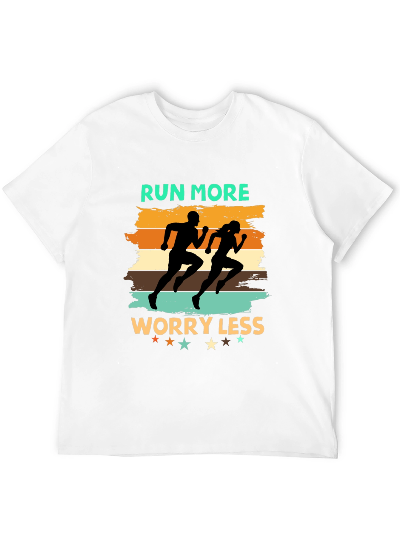 Run More Worry Less Black Graphic Tee
