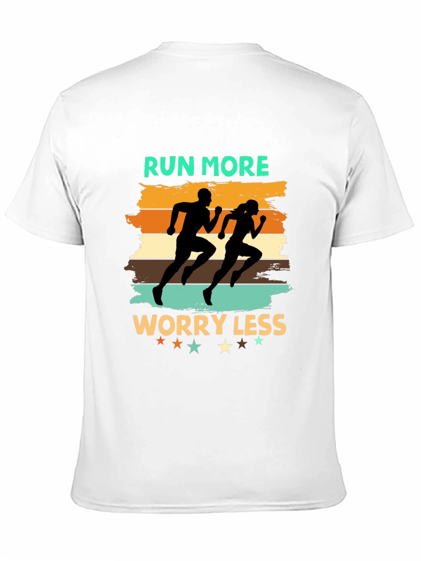 Run More Worry Less Black Graphic Tee