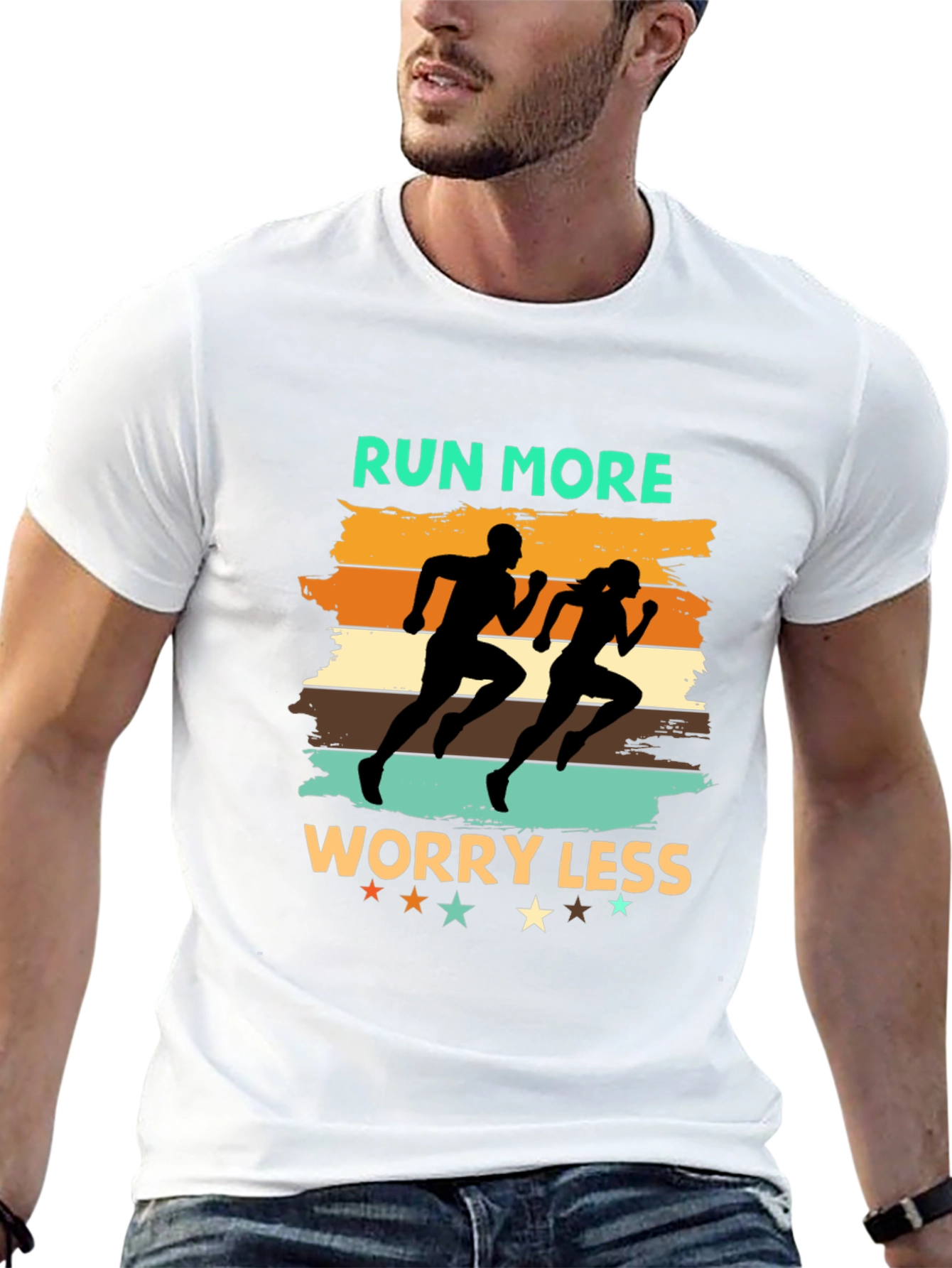 Run More Worry Less Black Graphic Tee