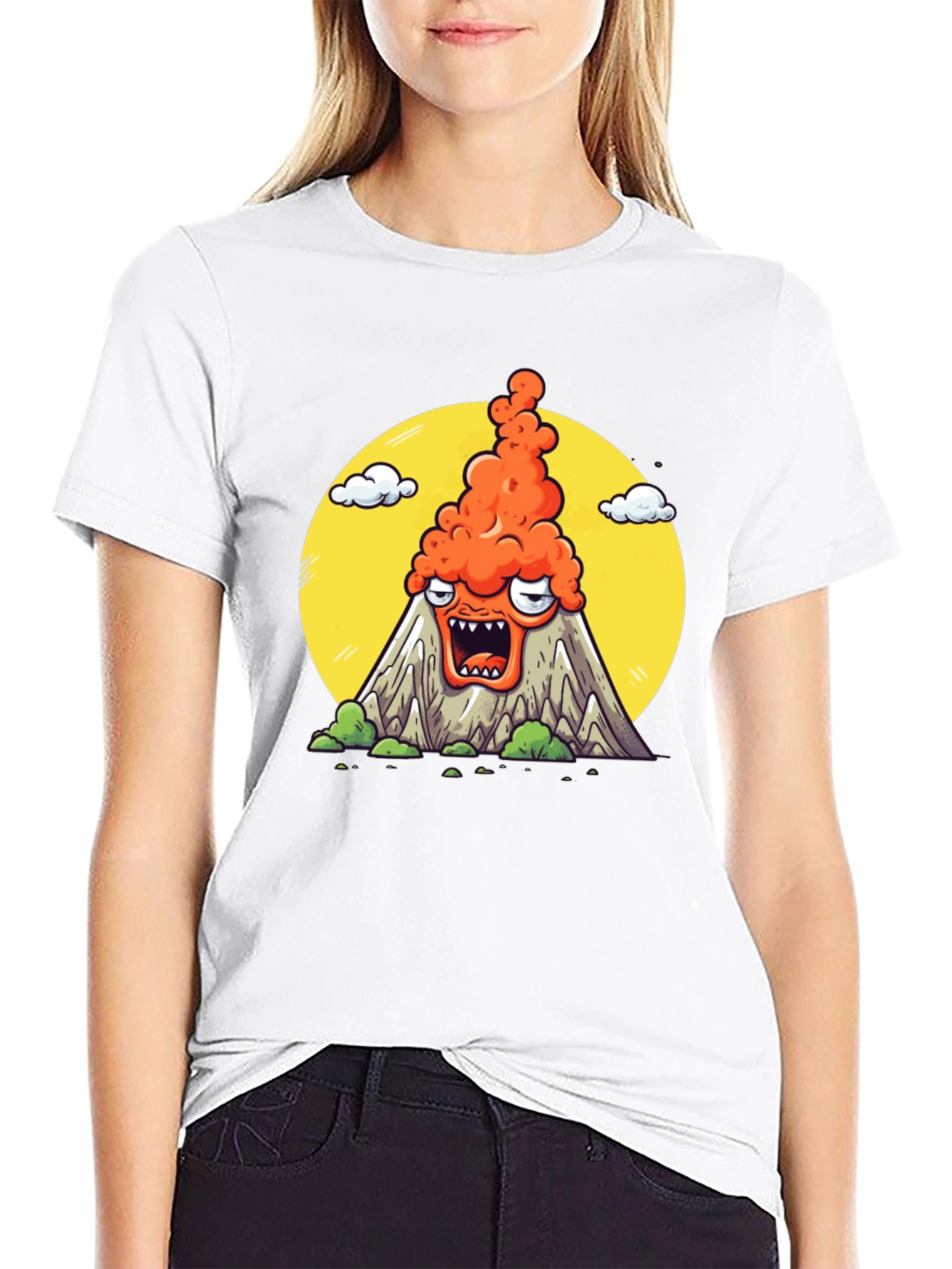 Cartoon Volcano T-Shirt - Erupting Style!