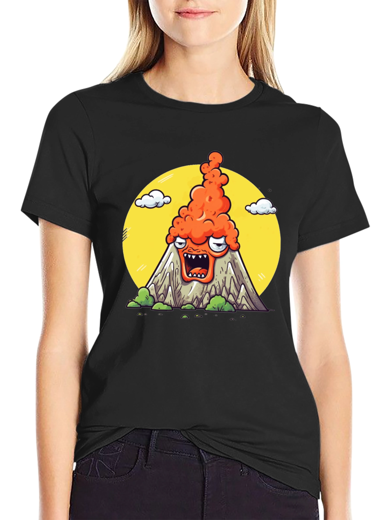 Cartoon Volcano T-Shirt - Erupting Style!