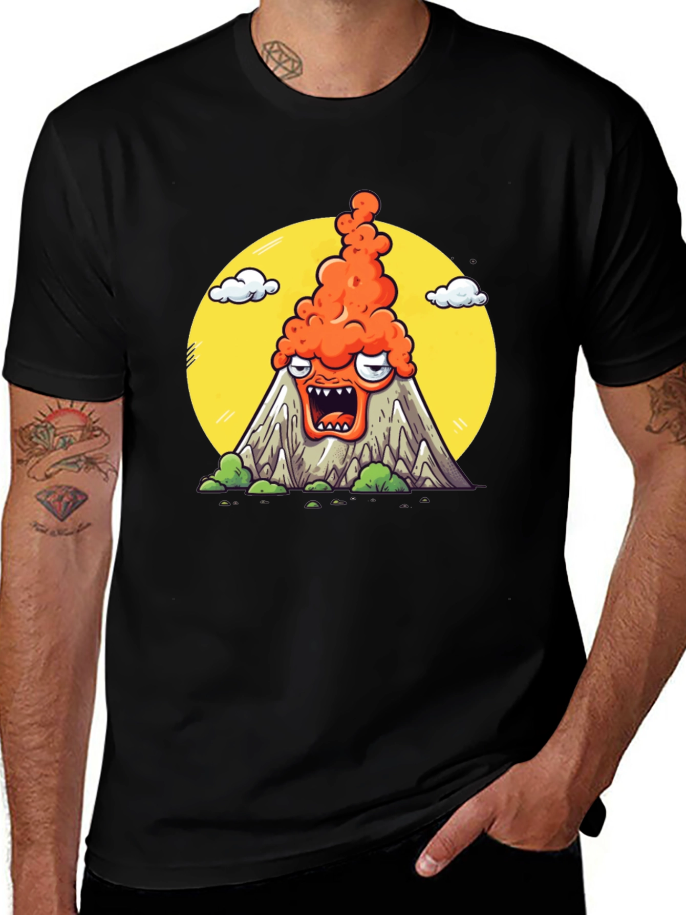 Cartoon Volcano T-Shirt - Erupting Style!