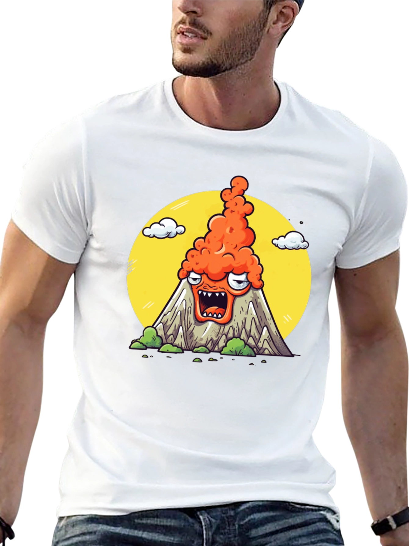 Cartoon Volcano T-Shirt - Erupting Style!