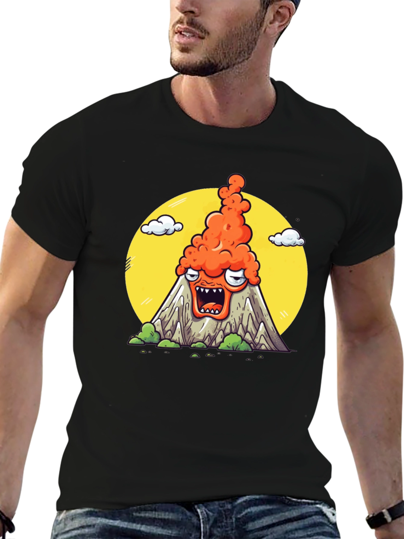 Cartoon Volcano T-Shirt - Erupting Style!