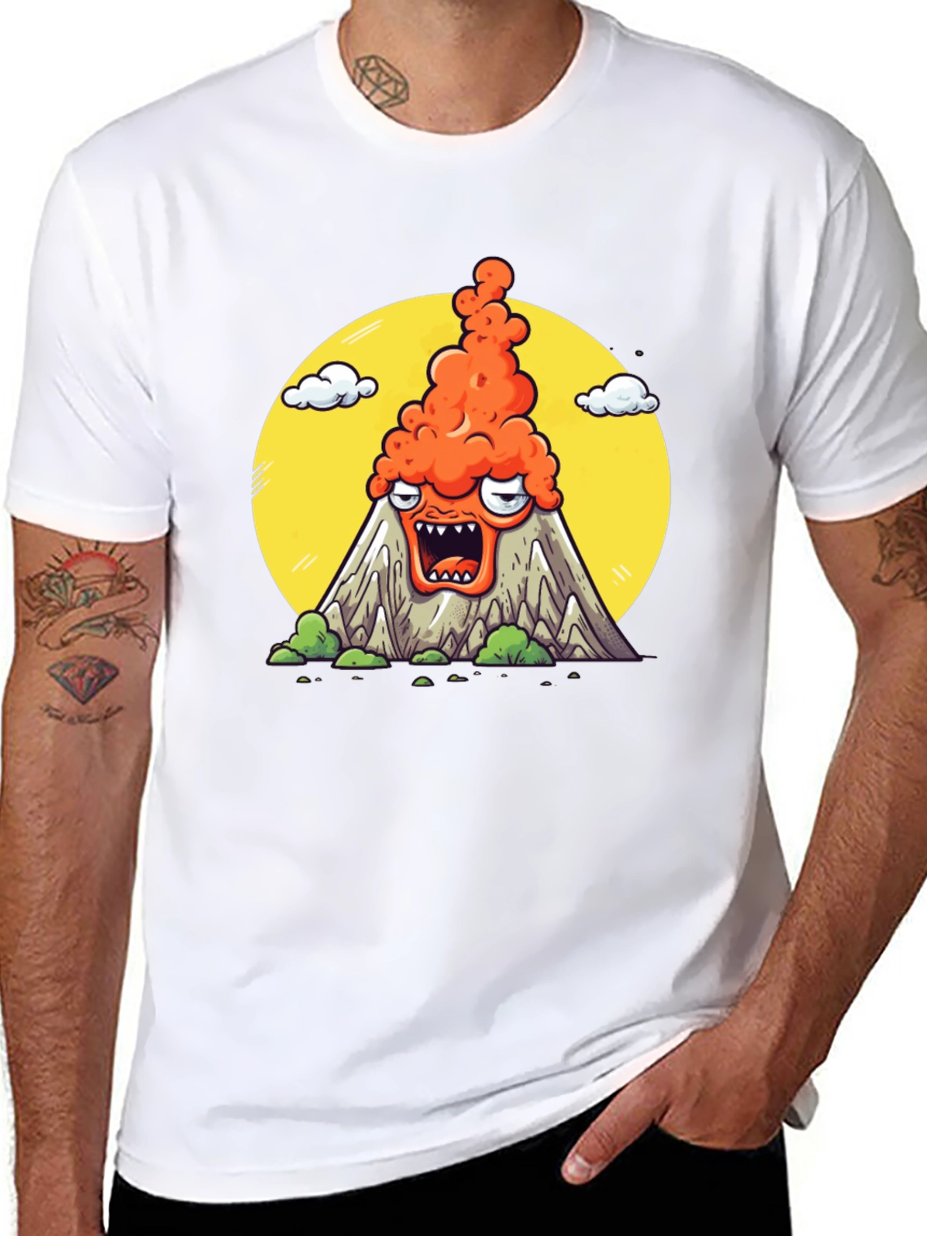 Cartoon Volcano T-Shirt - Erupting Style!
