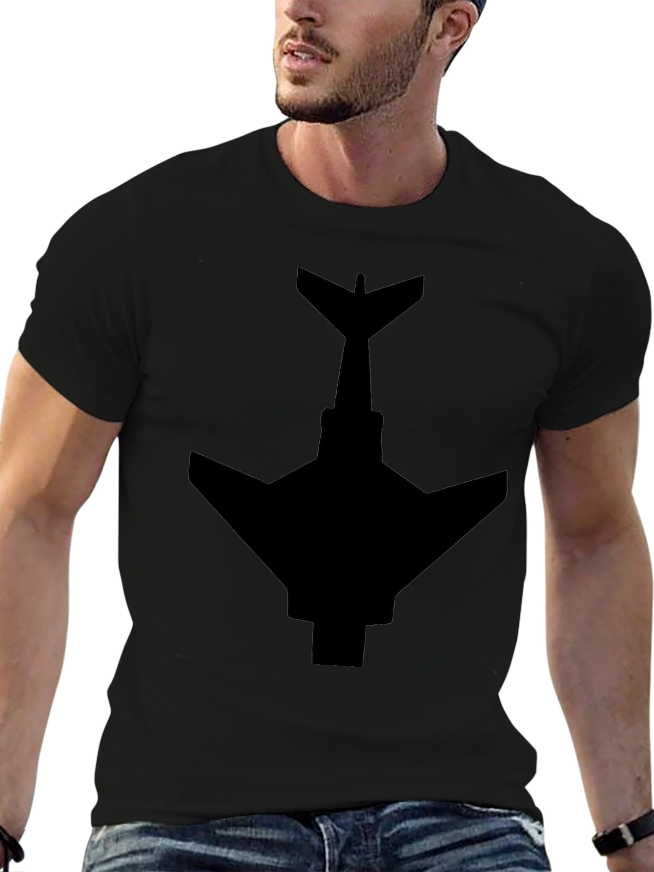 Stealth Jet T-Shirt - Black Plane Graphic Tee