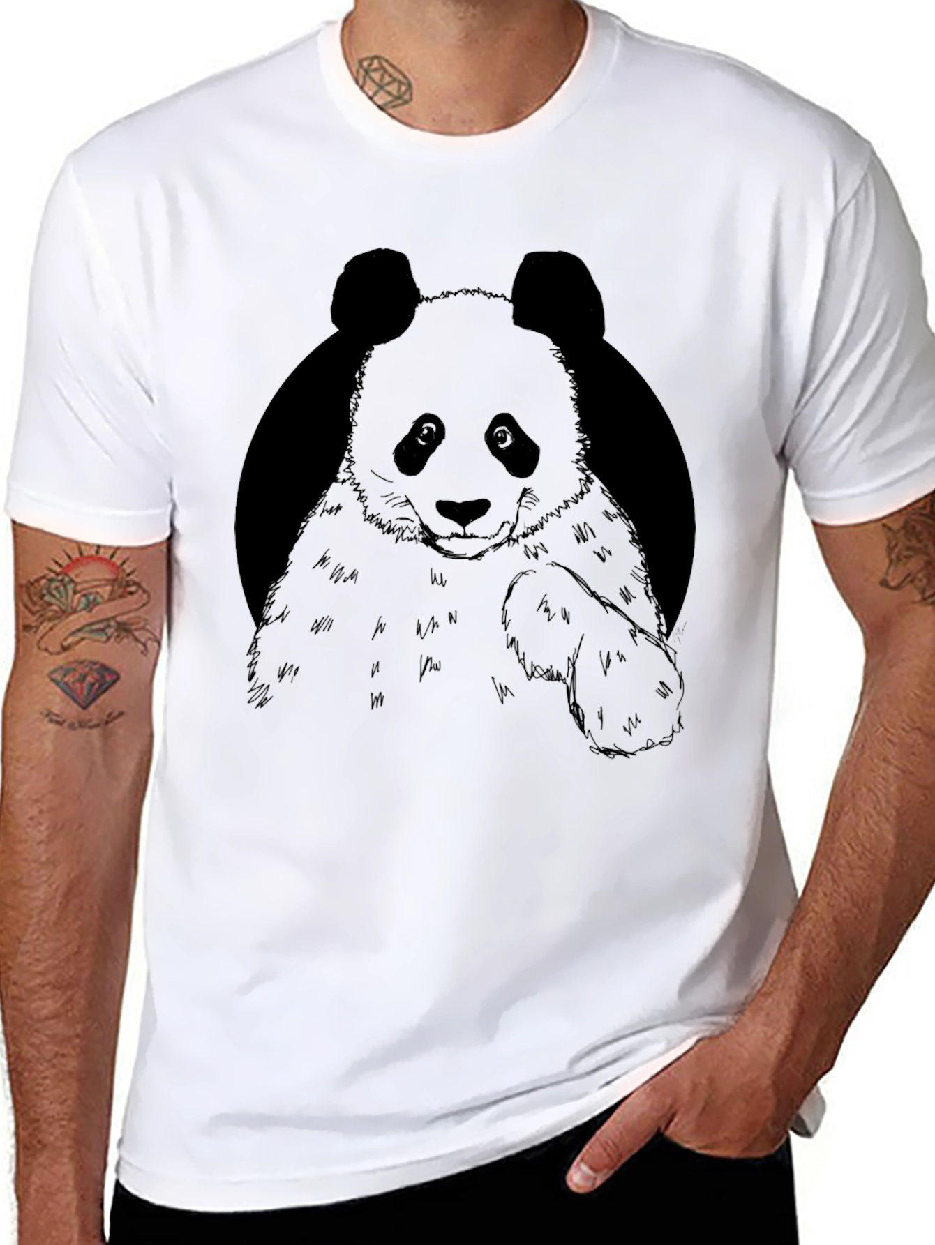 Black Panda Graphic Tee - Casual Mens T-Shirt