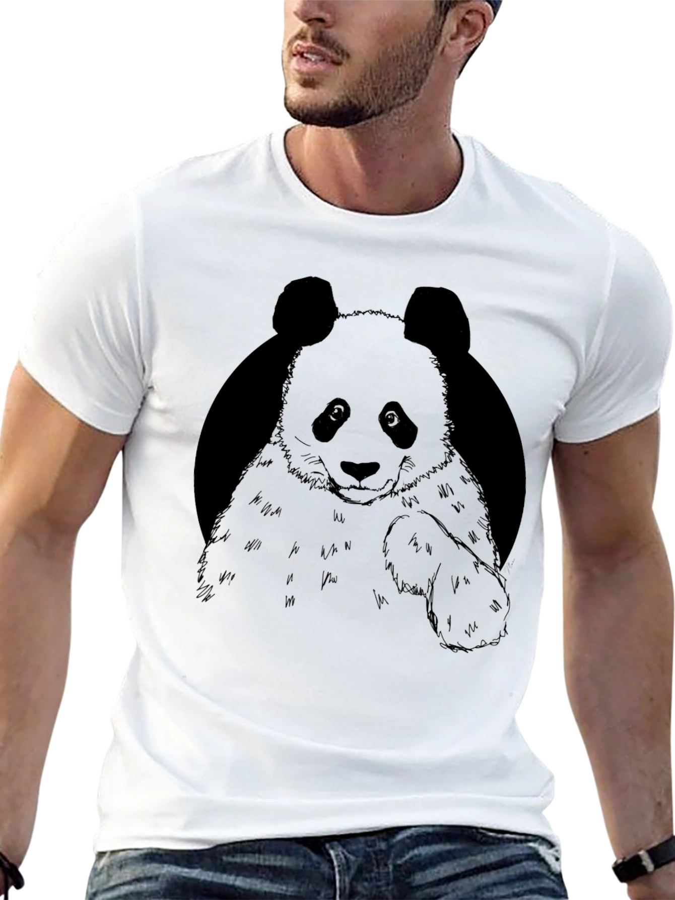 Black Panda Graphic Tee - Casual Mens T-Shirt
