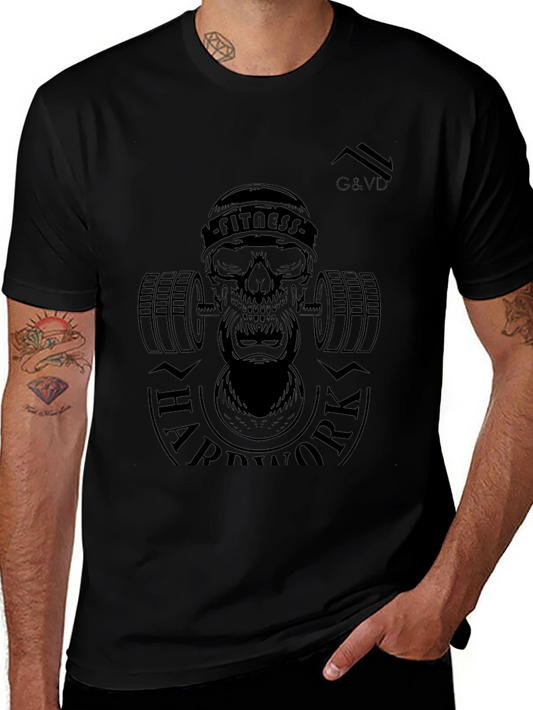 Fitness Skull Graphic Black T-Shirt