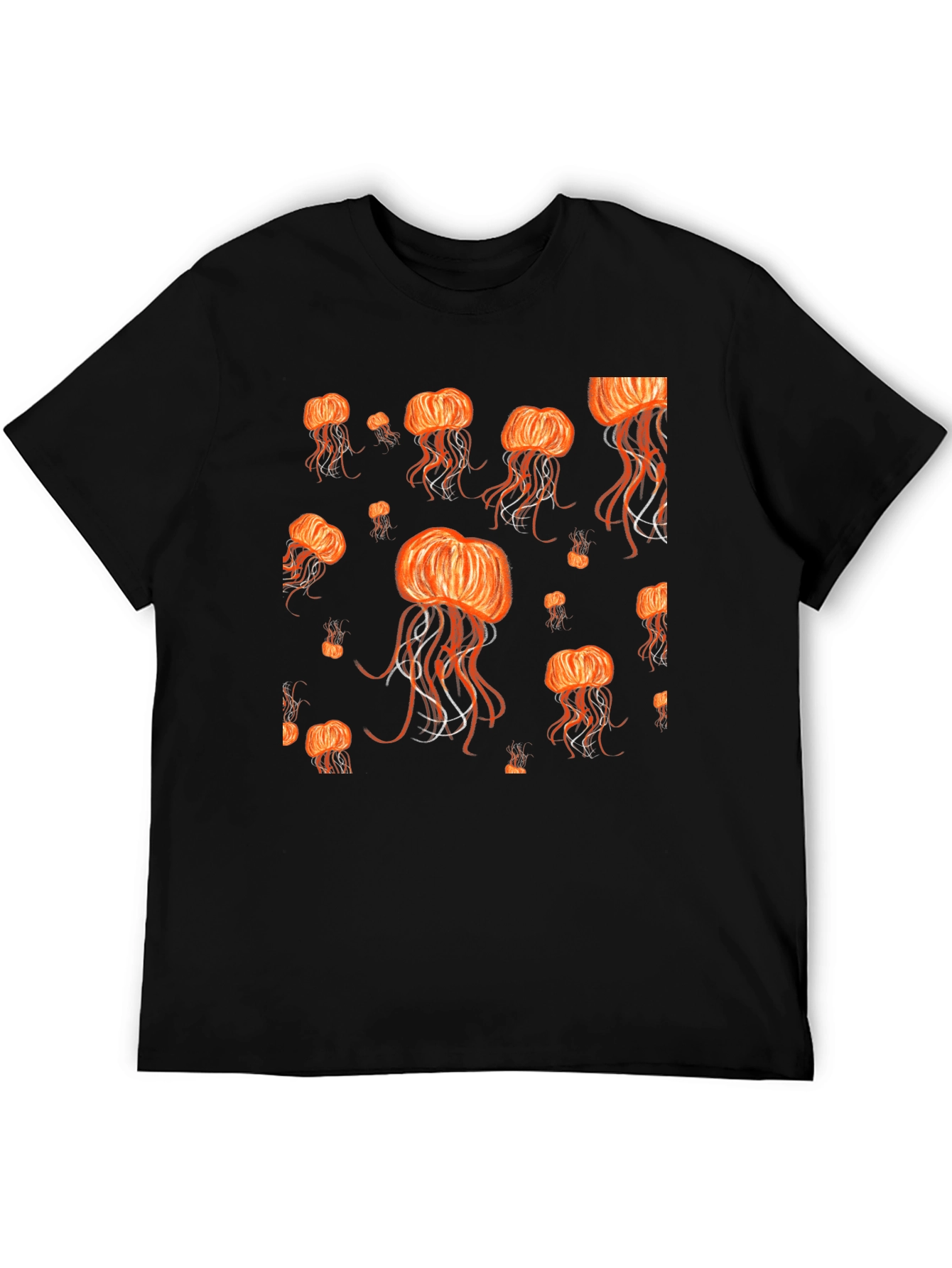 Jellyfish Pattern Black T-Shirt