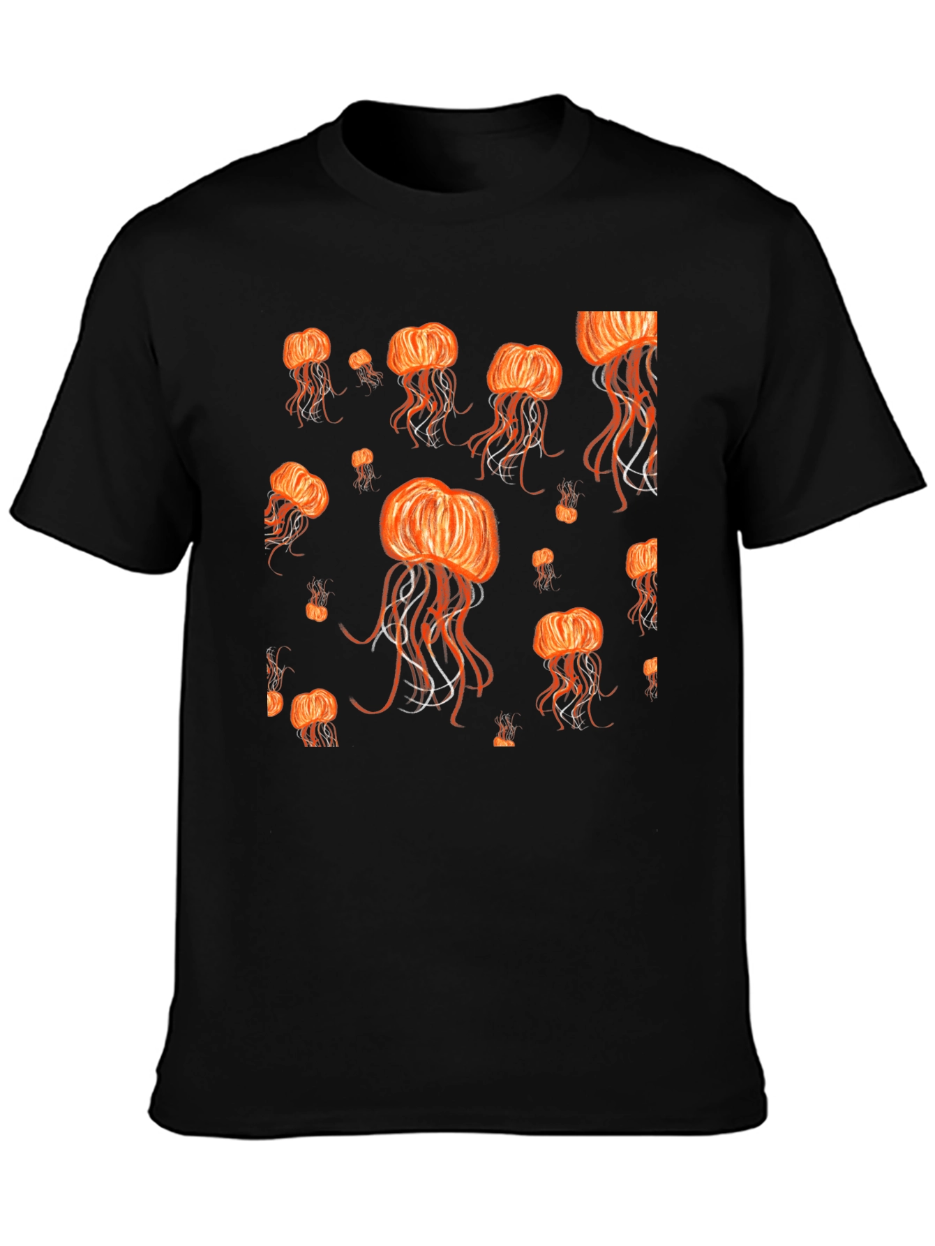 Jellyfish Pattern Black T-Shirt