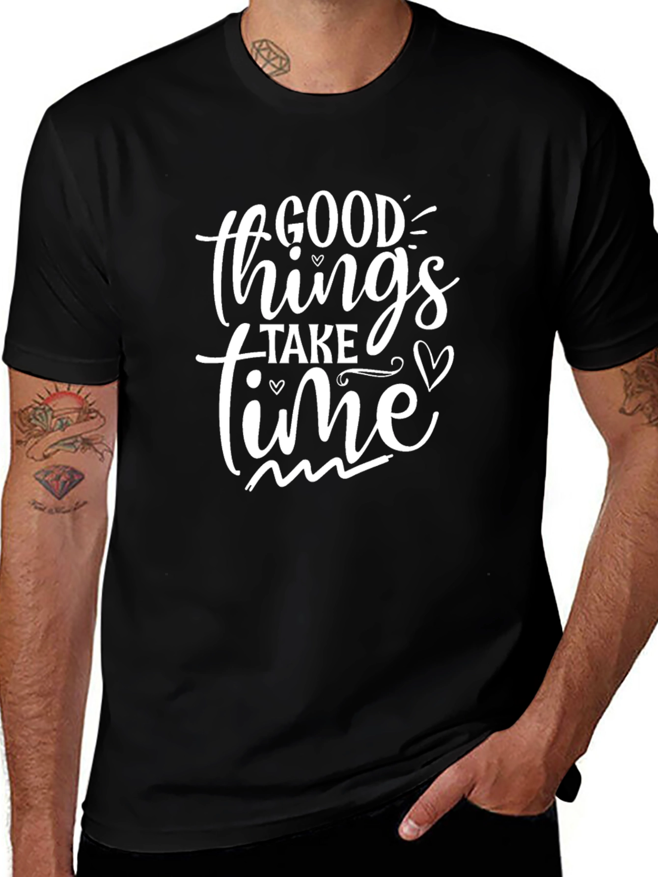 Good Things Take Time Black Graphic Tee