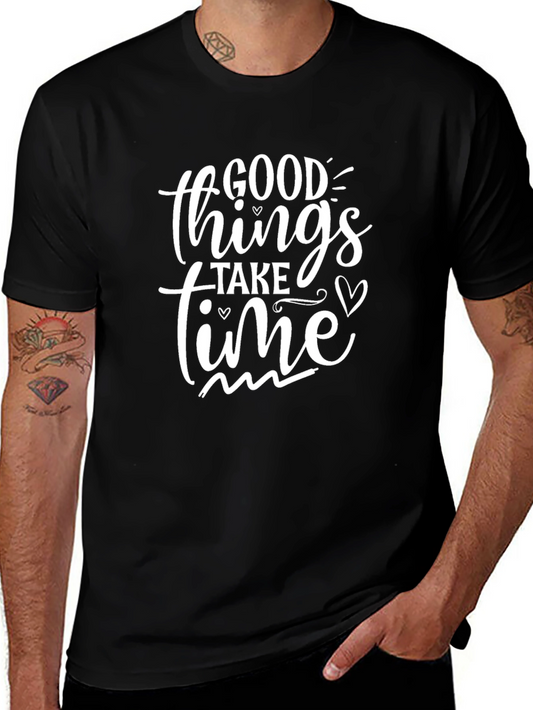 Good Things Take Time Black Graphic Tee