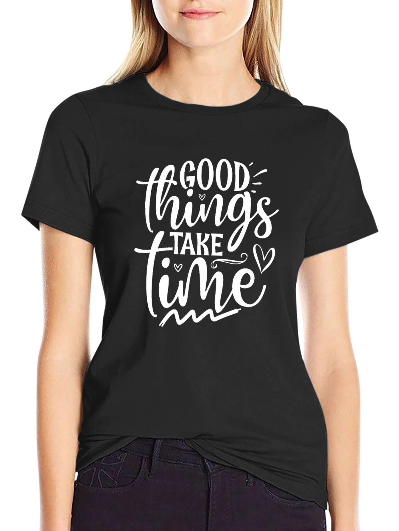 Good Things Take Time Black Graphic Tee