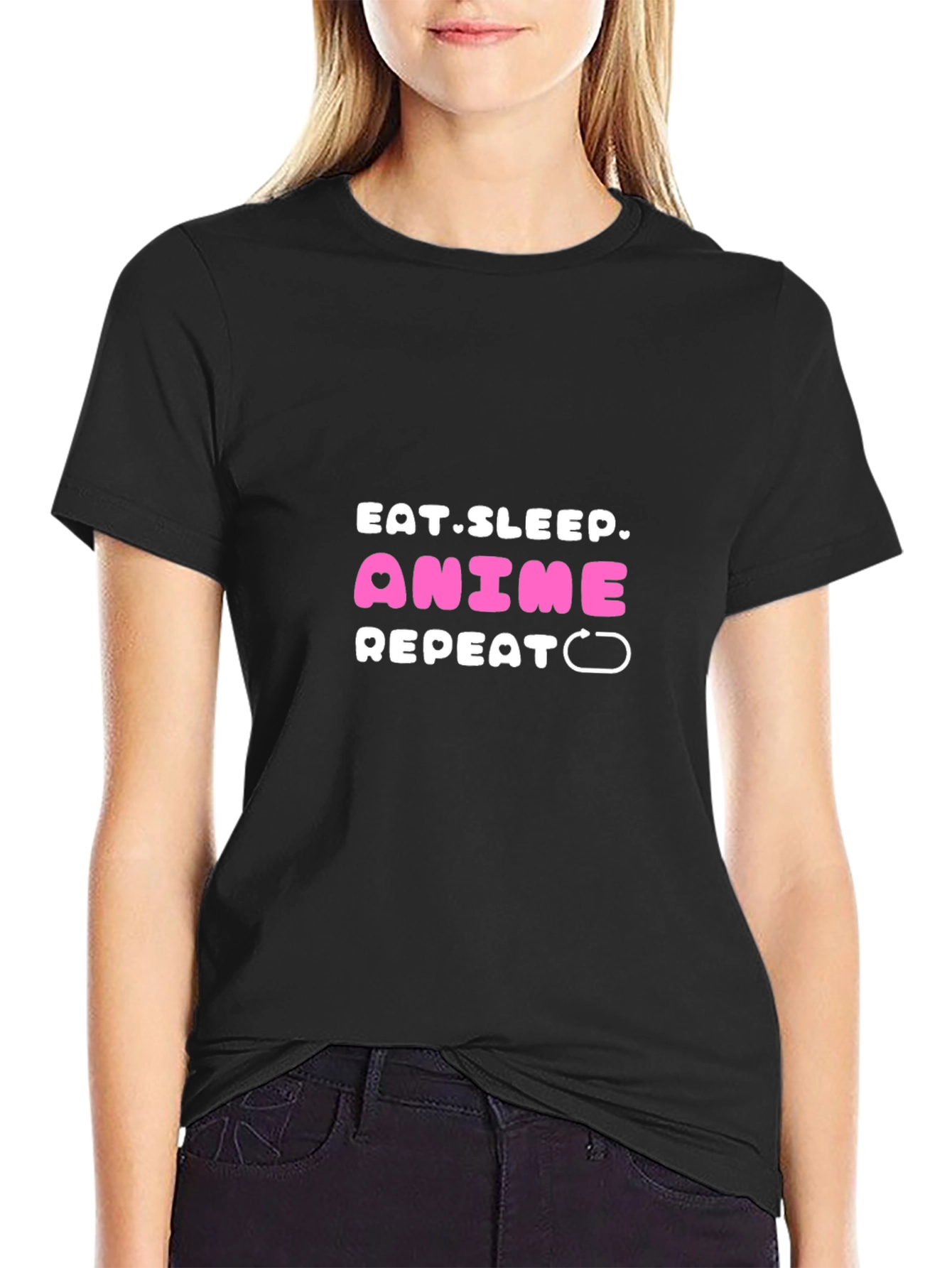 Eat Sleep Anime Repeat Graphic Tee