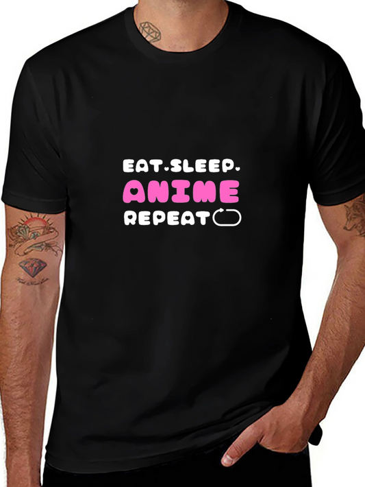 Eat Sleep Anime Repeat Graphic Tee