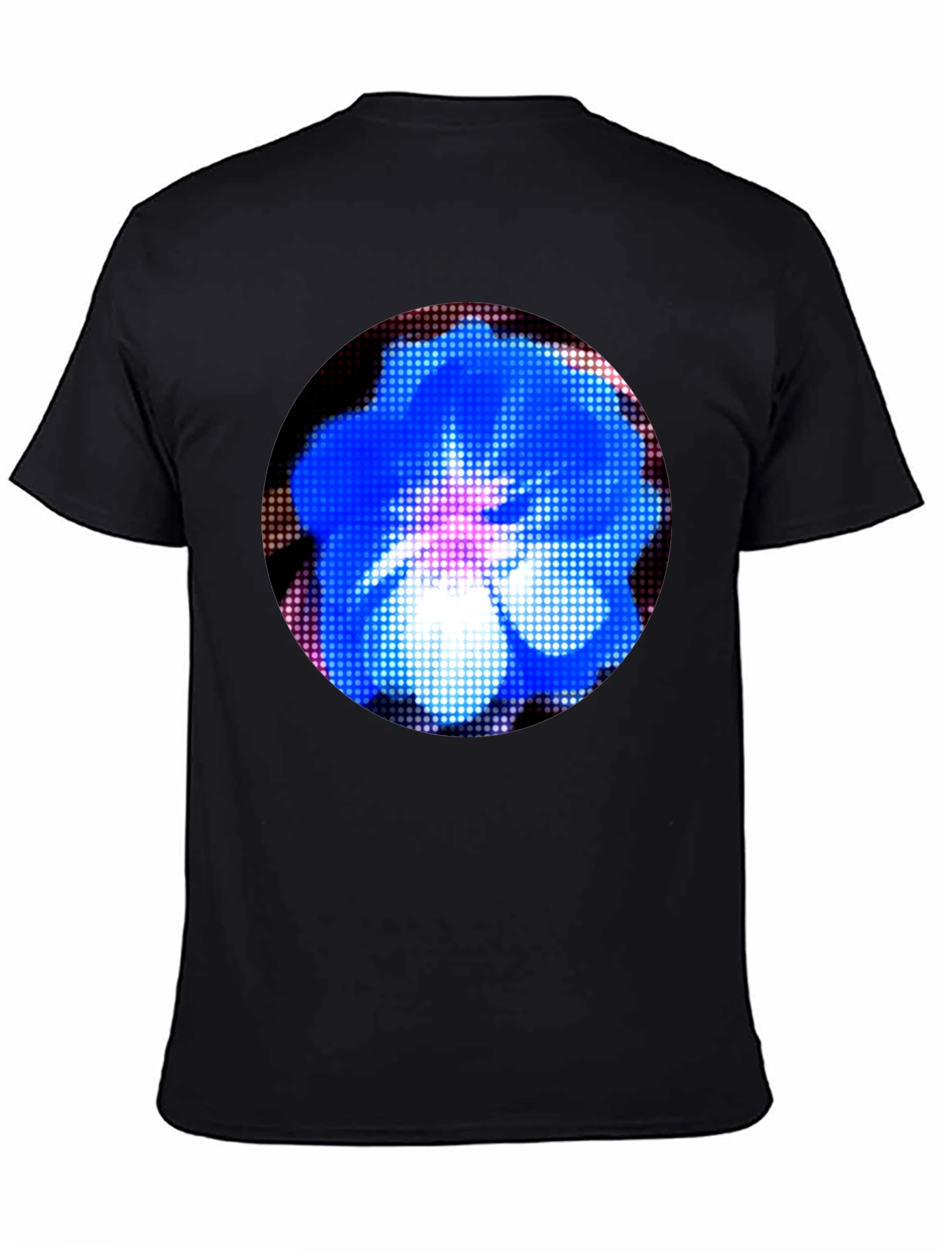 Blue Floral Pixel Art Graphic T-Shirt