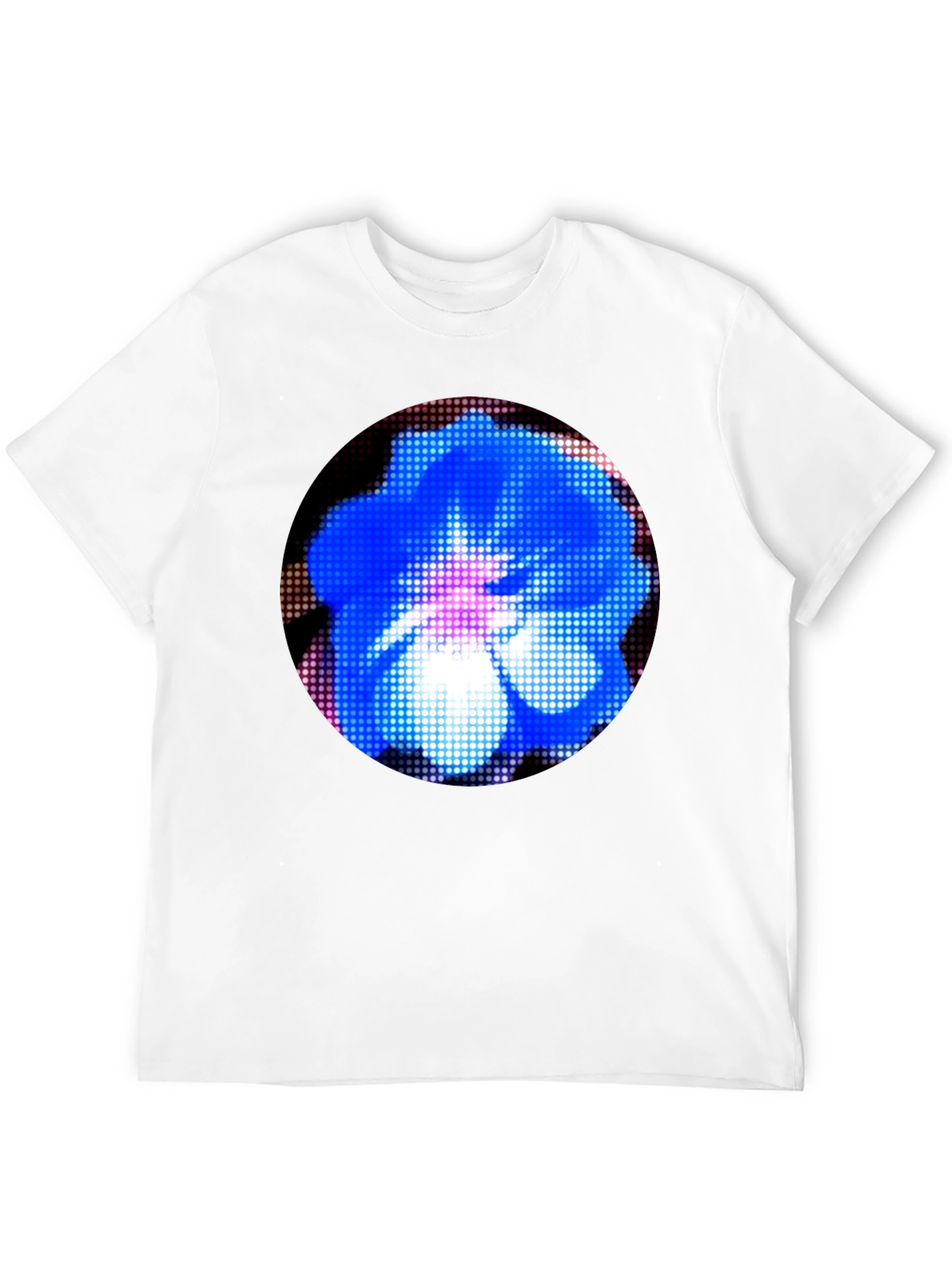Blue Floral Pixel Art Graphic T-Shirt