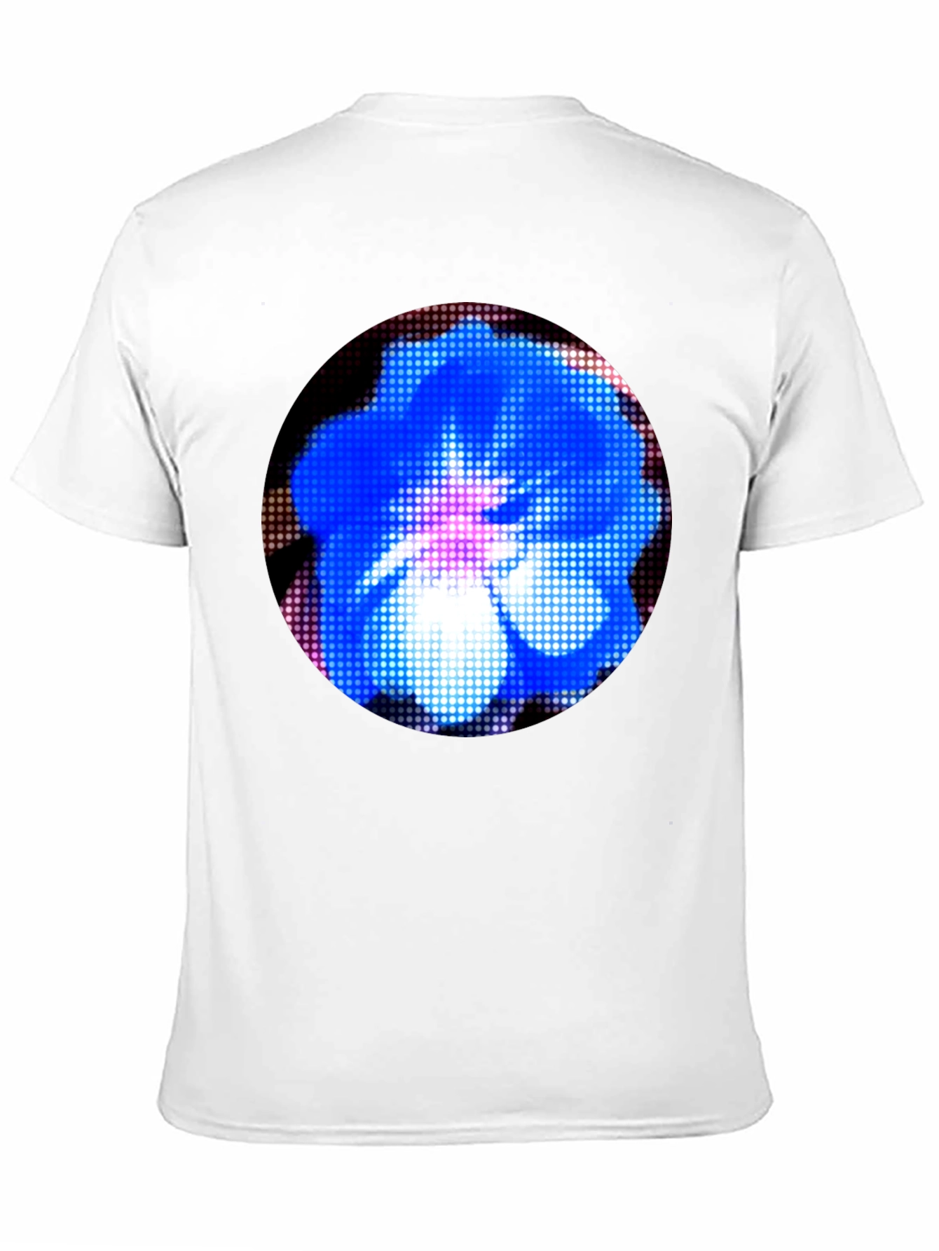 Blue Floral Pixel Art Graphic T-Shirt