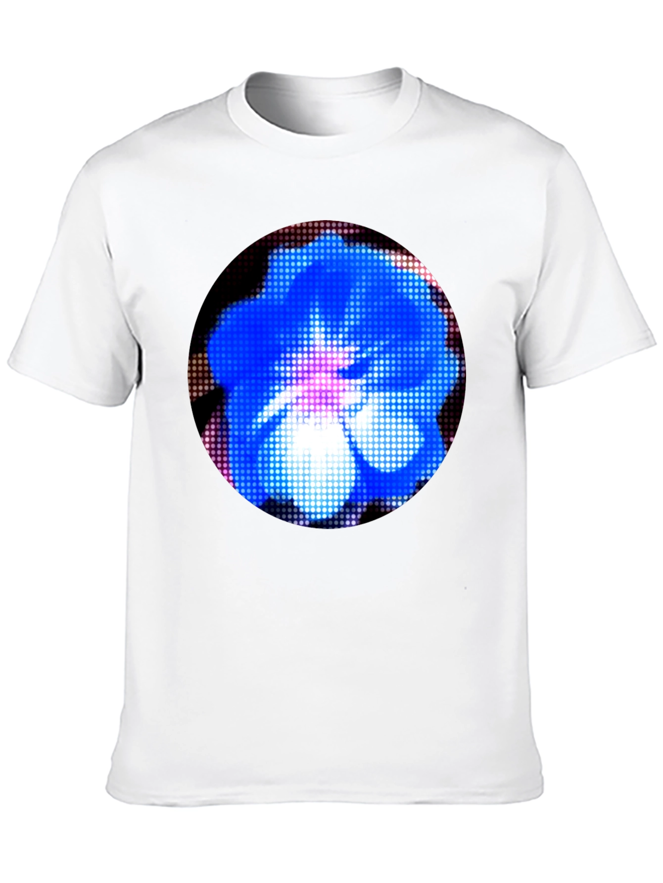 Blue Floral Pixel Art Graphic T-Shirt