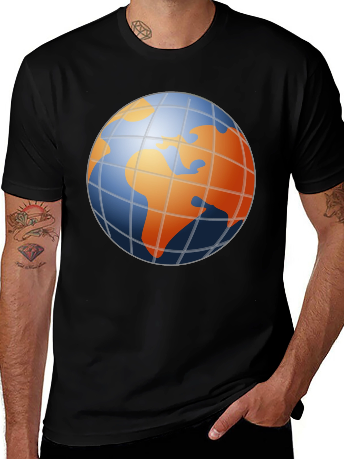 Globe Graphic Mens Black T-Shirt