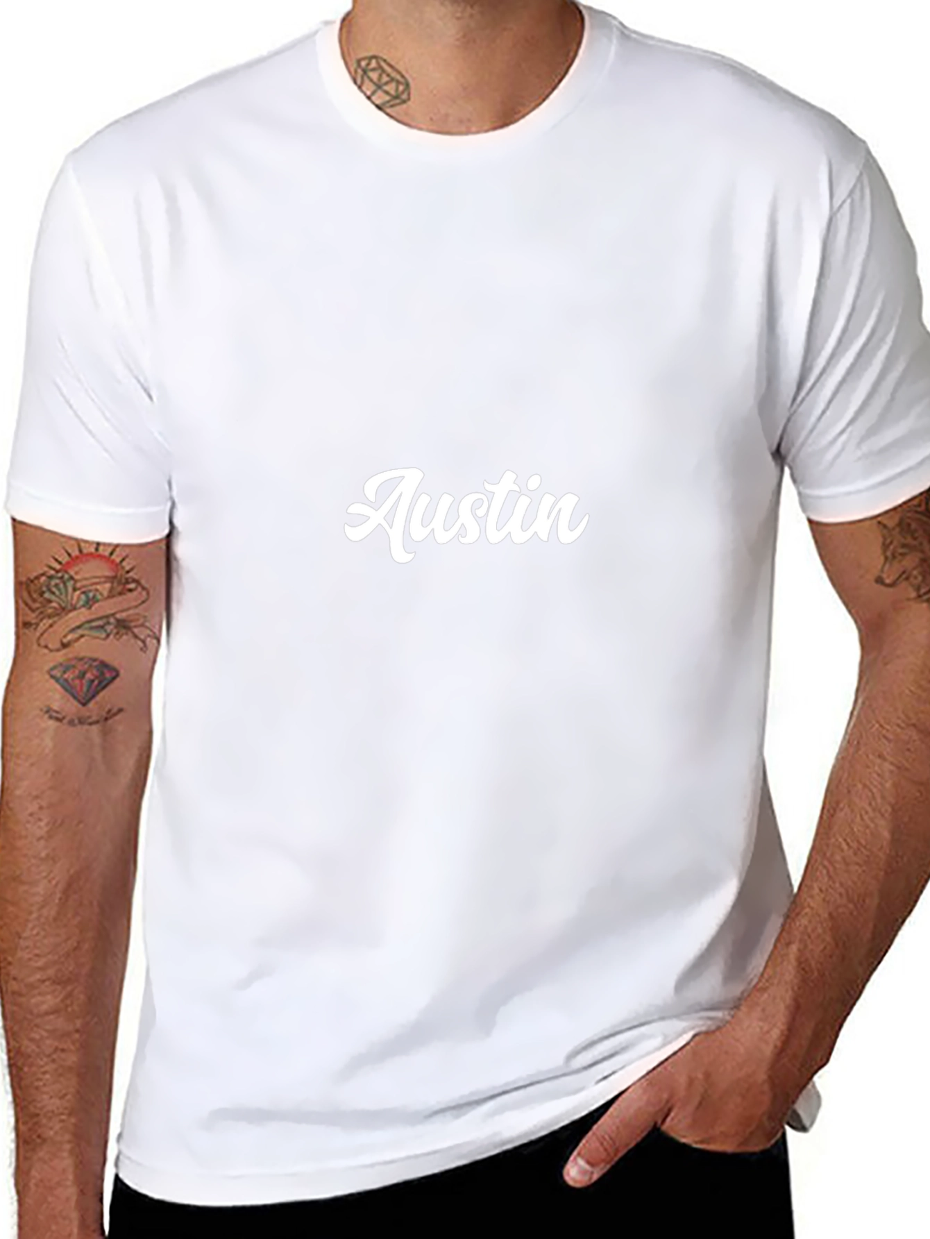 Austin Graphic Tee - Black Cotton Blend Shirt