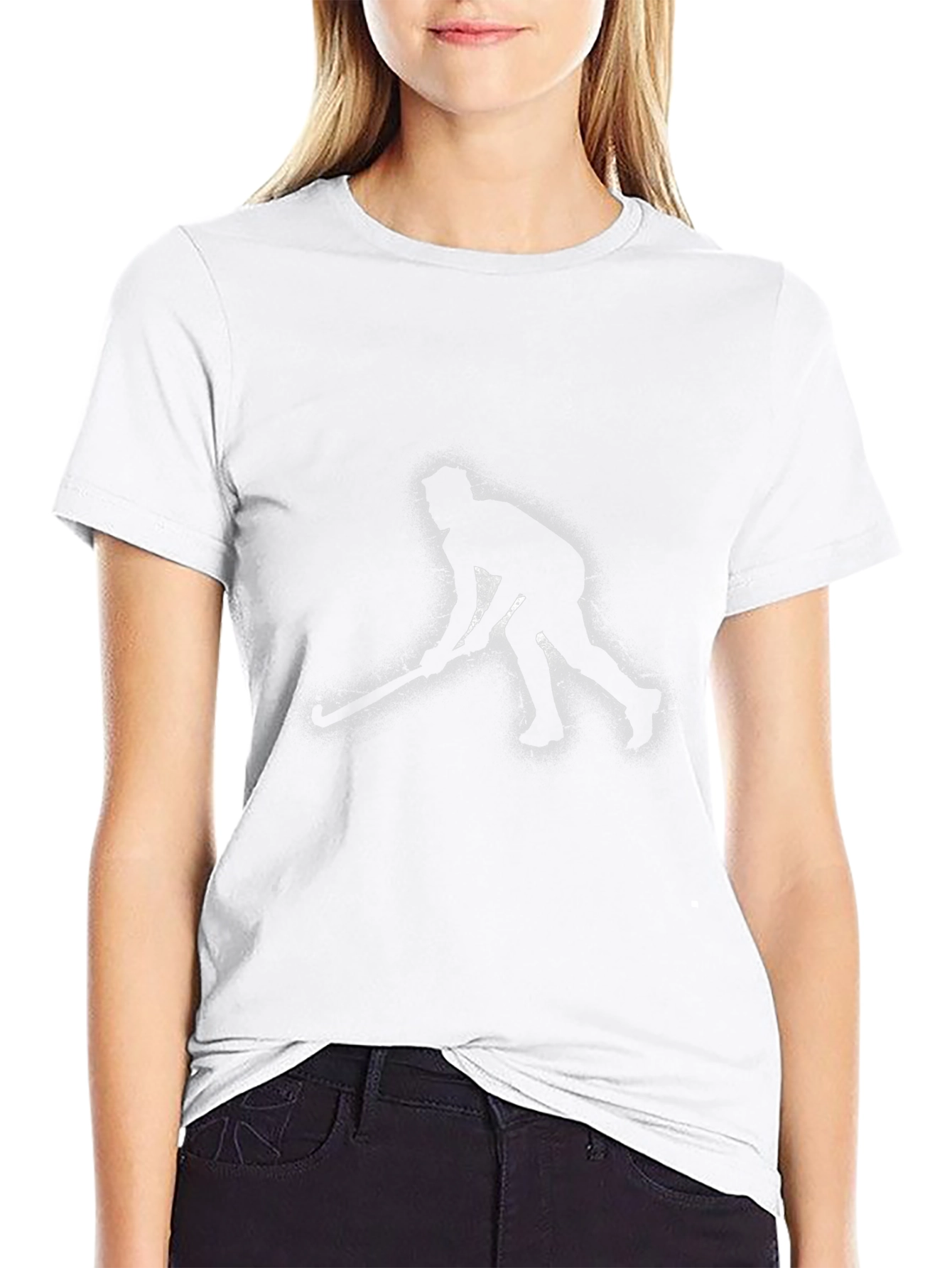 Hockey Player Silhouette Black T-Shirt