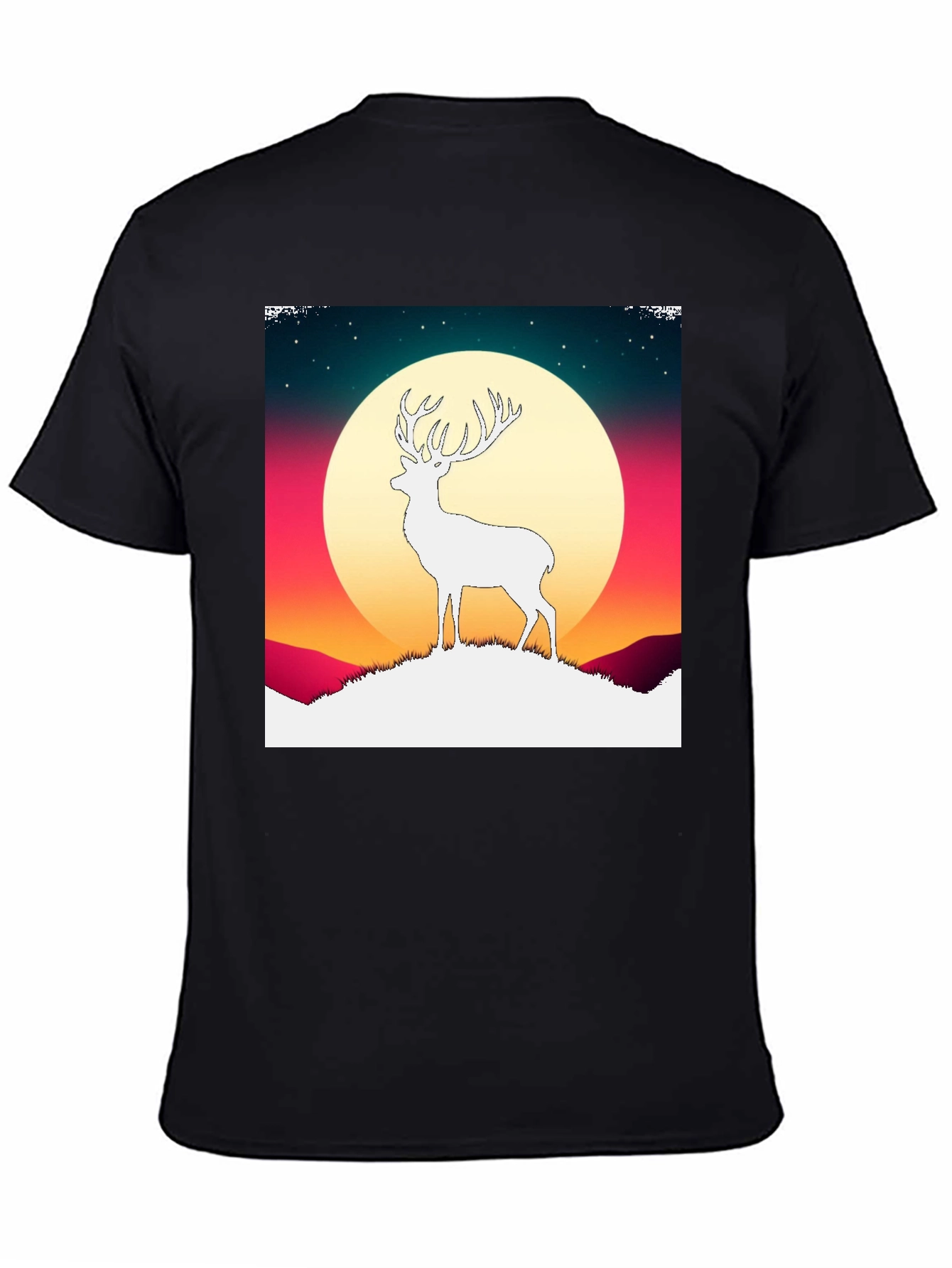 Deer Silhouette Graphic Tee - Mens Black T-Shirt