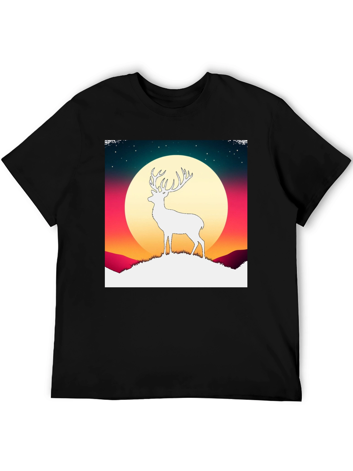Deer Silhouette Graphic Tee - Mens Black T-Shirt
