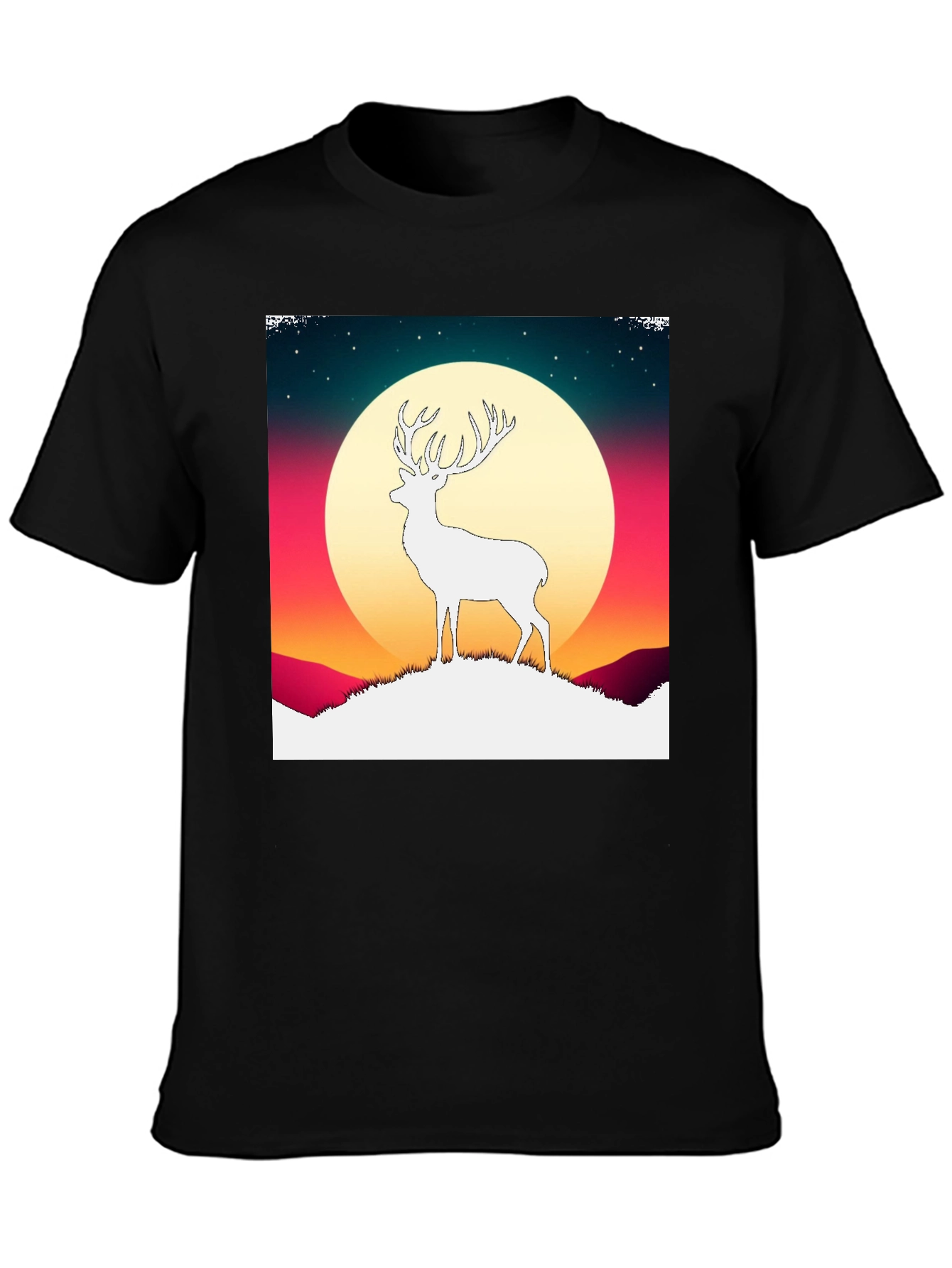 Deer Silhouette Graphic Tee - Mens Black T-Shirt