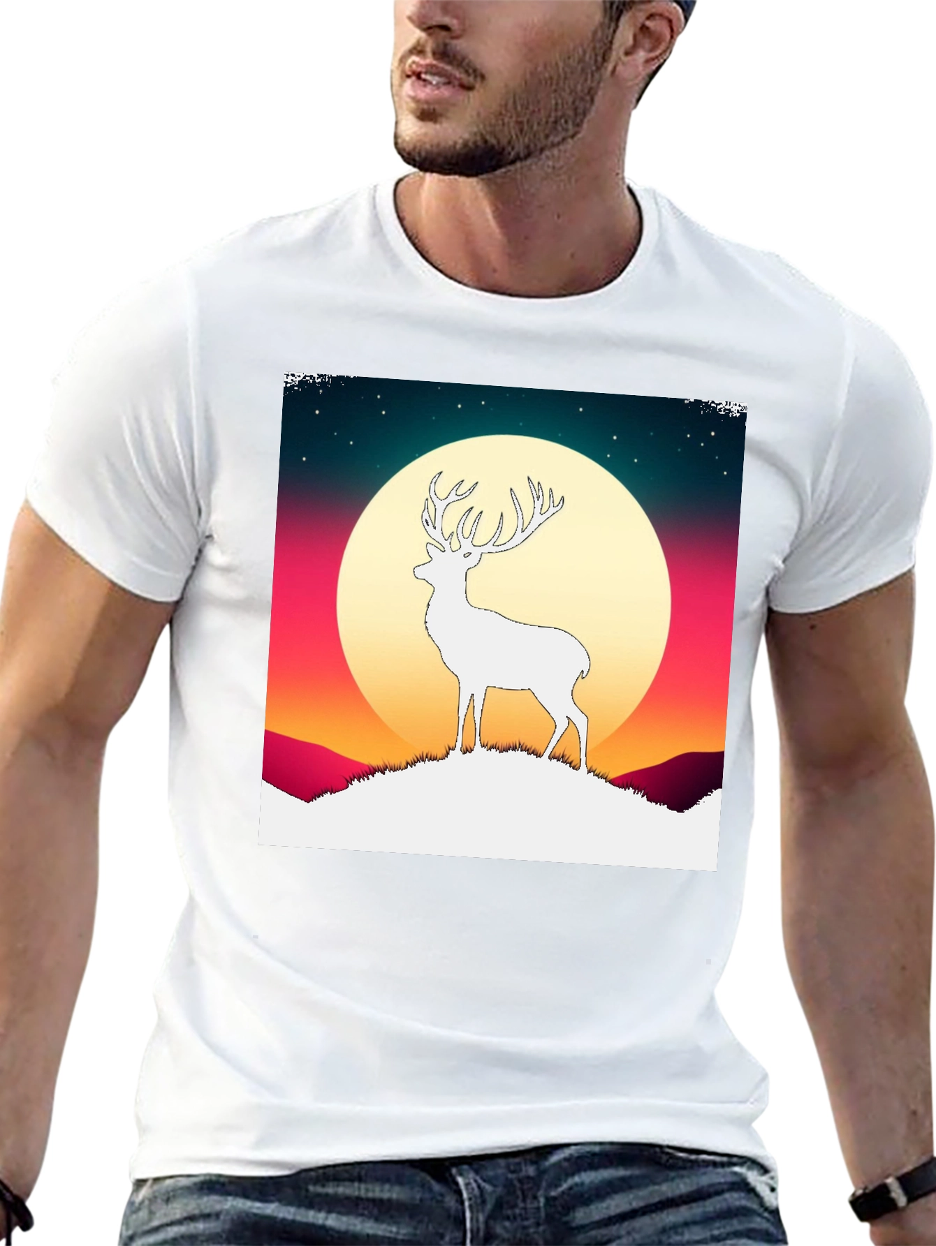 Deer Silhouette Graphic Tee - Mens Black T-Shirt