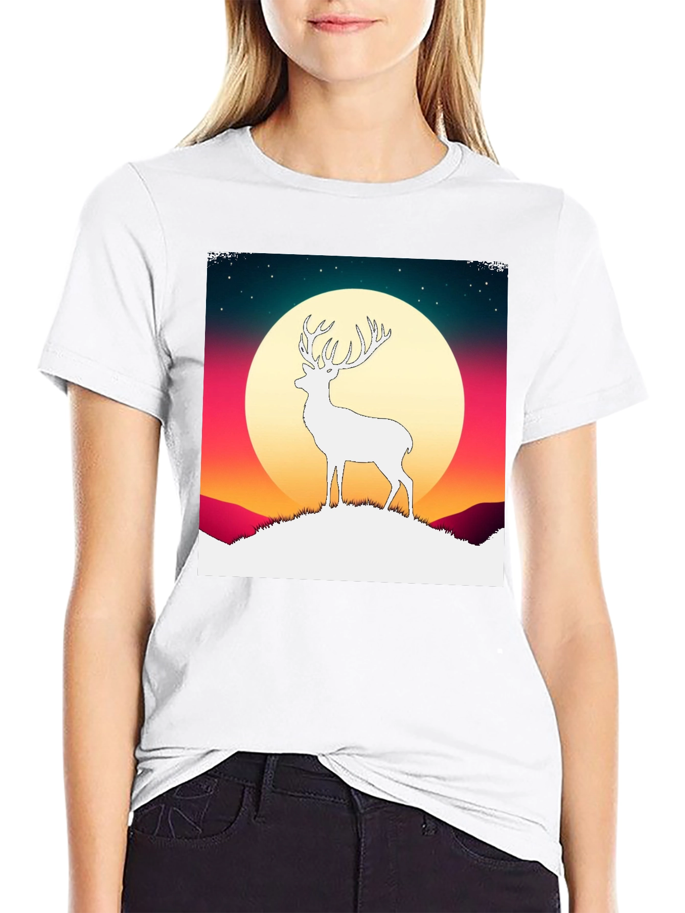 Deer Silhouette Graphic Tee - Mens Black T-Shirt