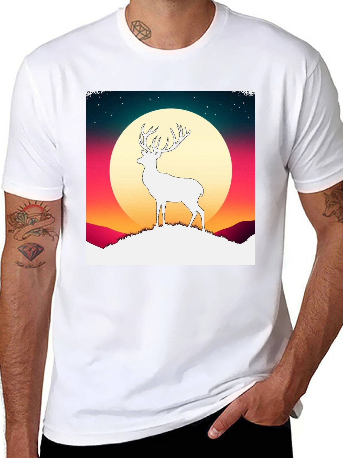 Deer Silhouette Graphic Tee - Mens Black T-Shirt