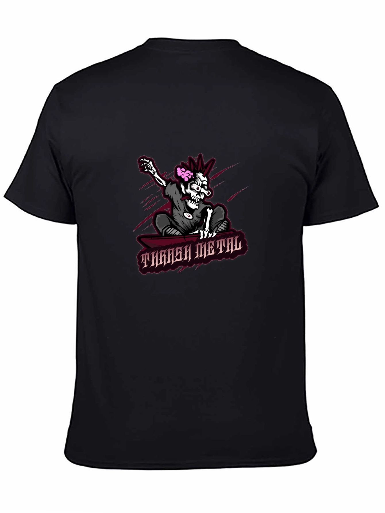 Thrash Metal Skeleton Graphic Tee - Black Cotton