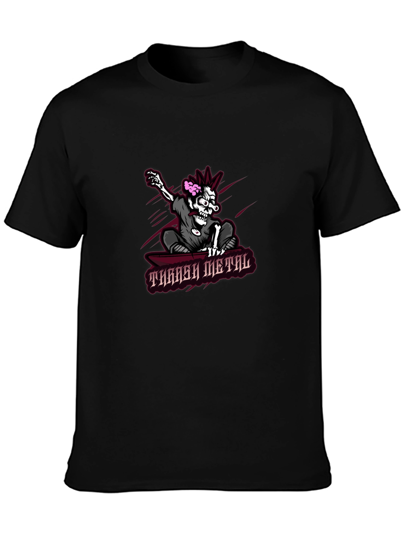 Thrash Metal Skeleton Graphic Tee - Black Cotton
