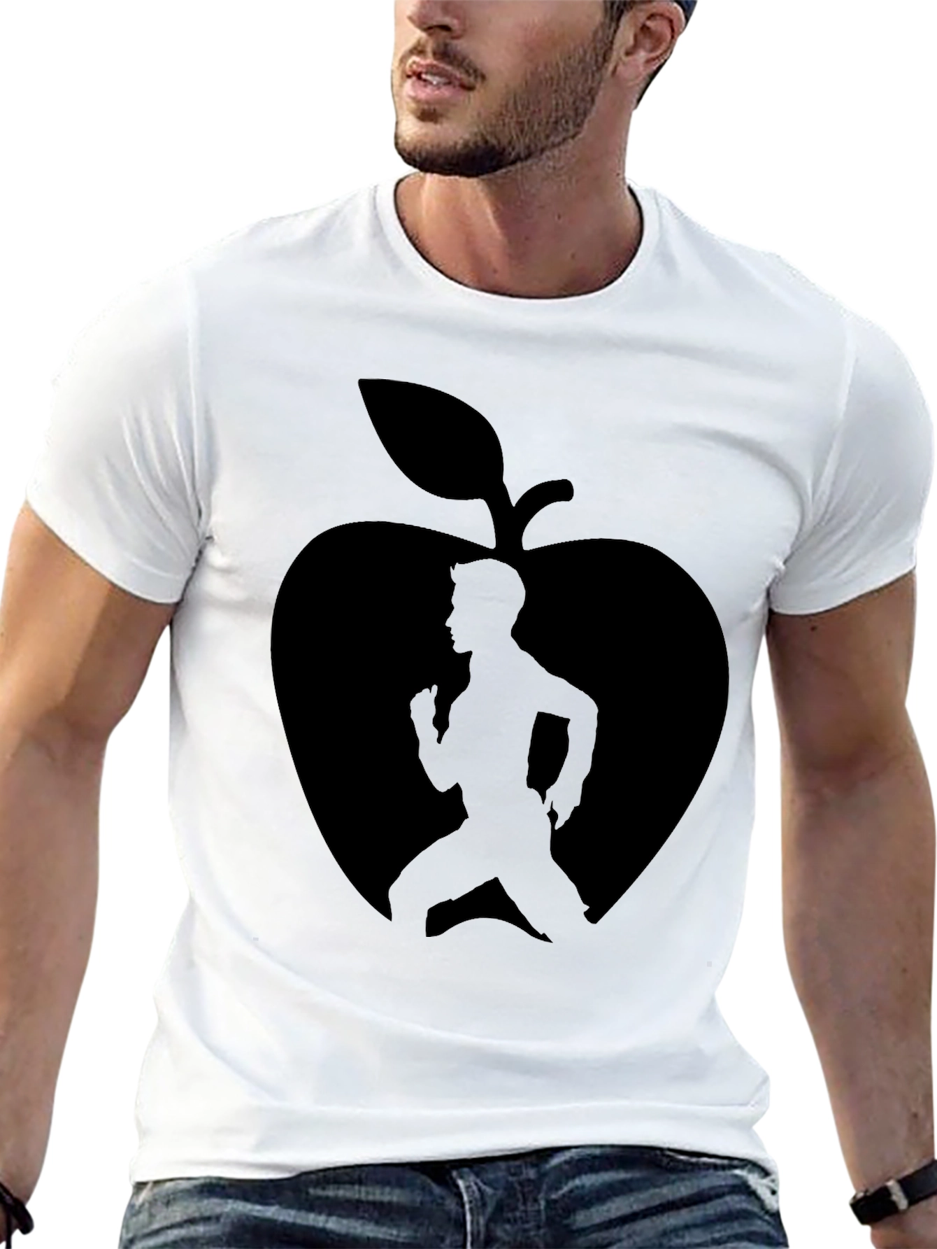Fitness Apple Graphic T-Shirt - Black