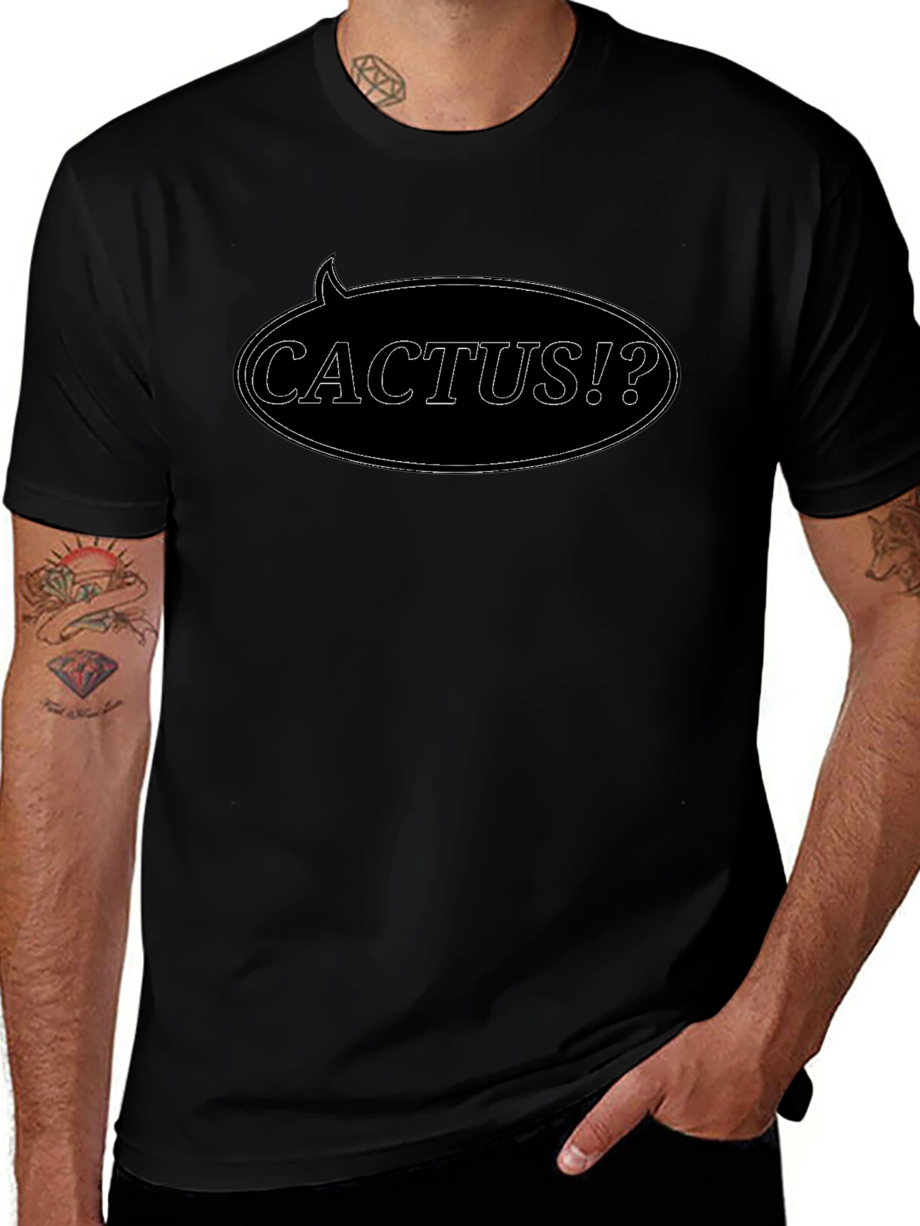 Cactus Speech Bubble Black T-Shirt