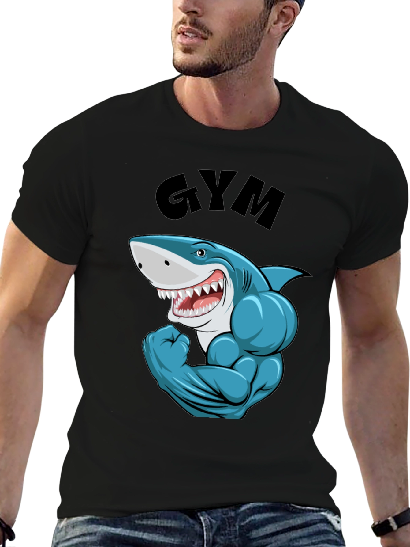 Gym Shark Black T-Shirt for Fitness Enthusiasts