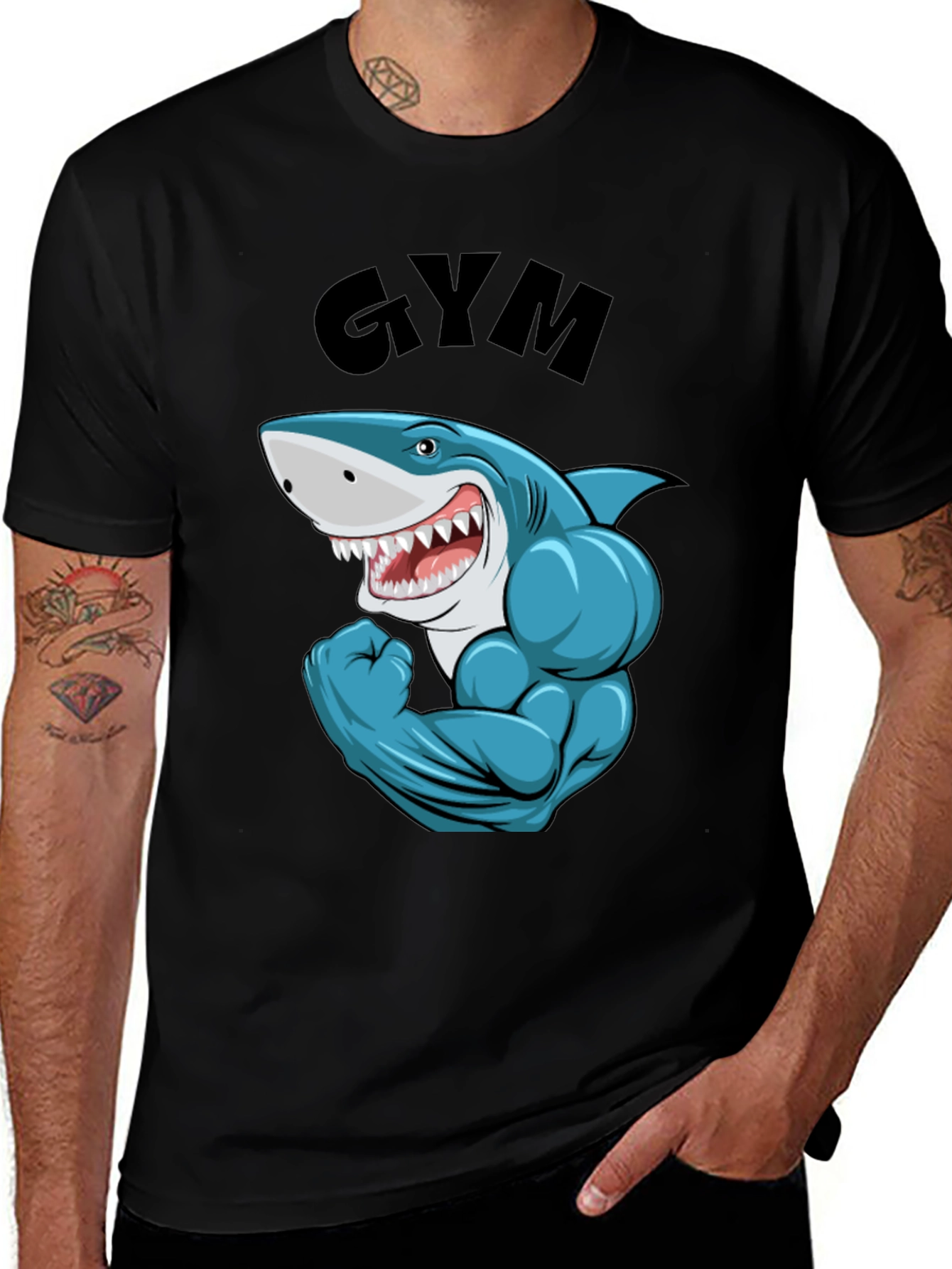 Gym Shark Black T-Shirt for Fitness Enthusiasts