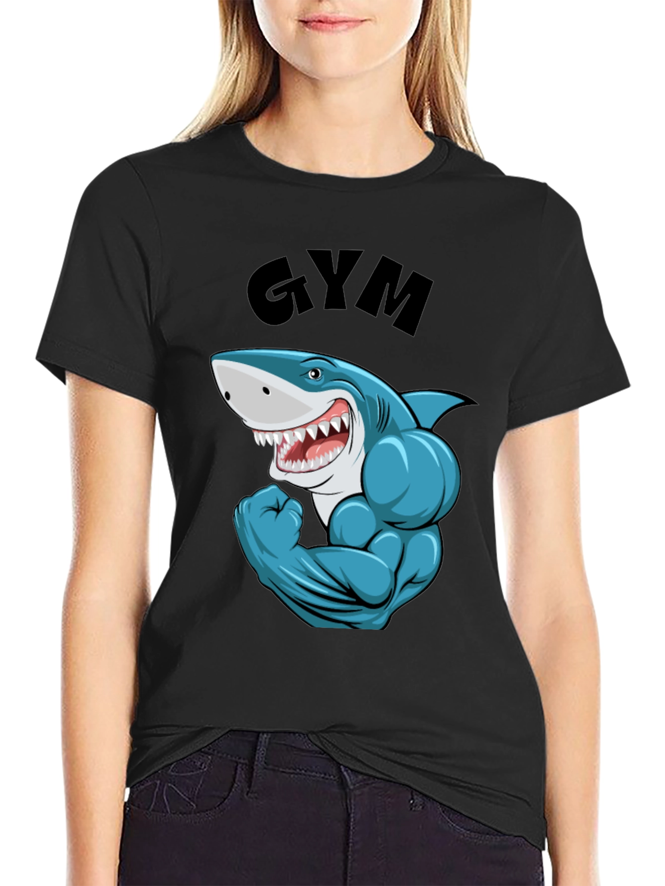 Gym Shark Black T-Shirt for Fitness Enthusiasts