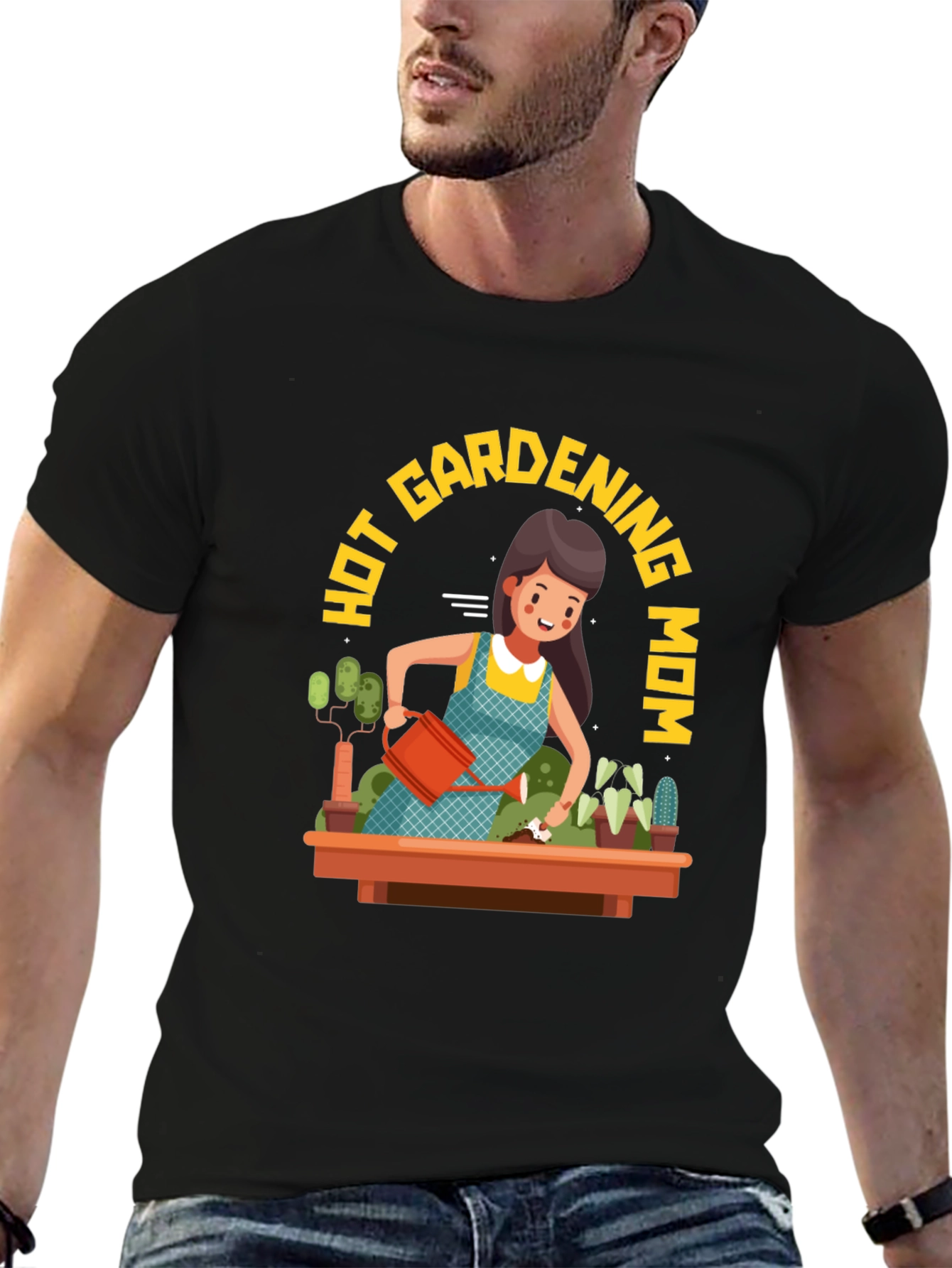 Hot Gardening Mom T-Shirt - Black Graphic Tee