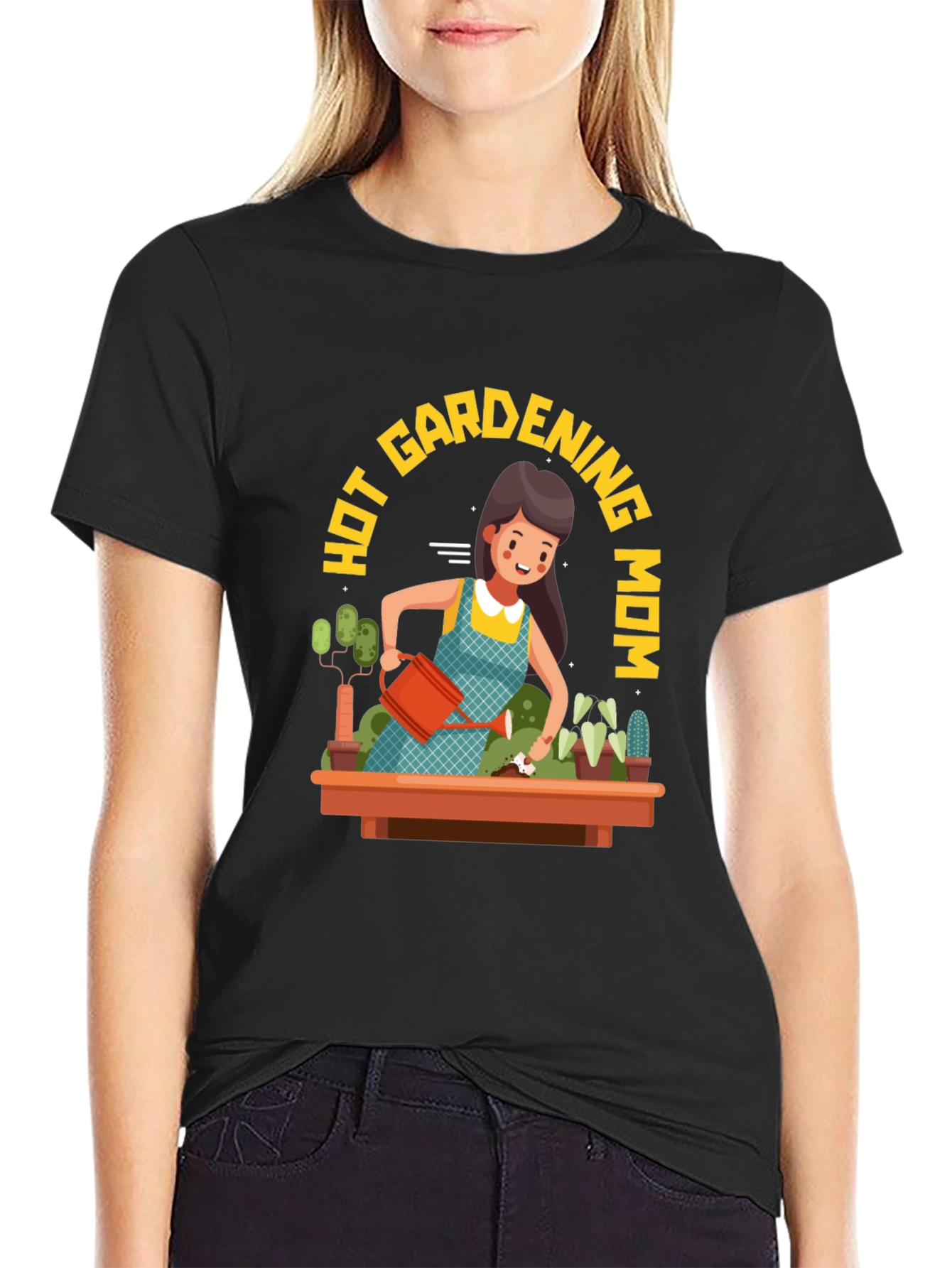 Hot Gardening Mom T-Shirt - Black Graphic Tee