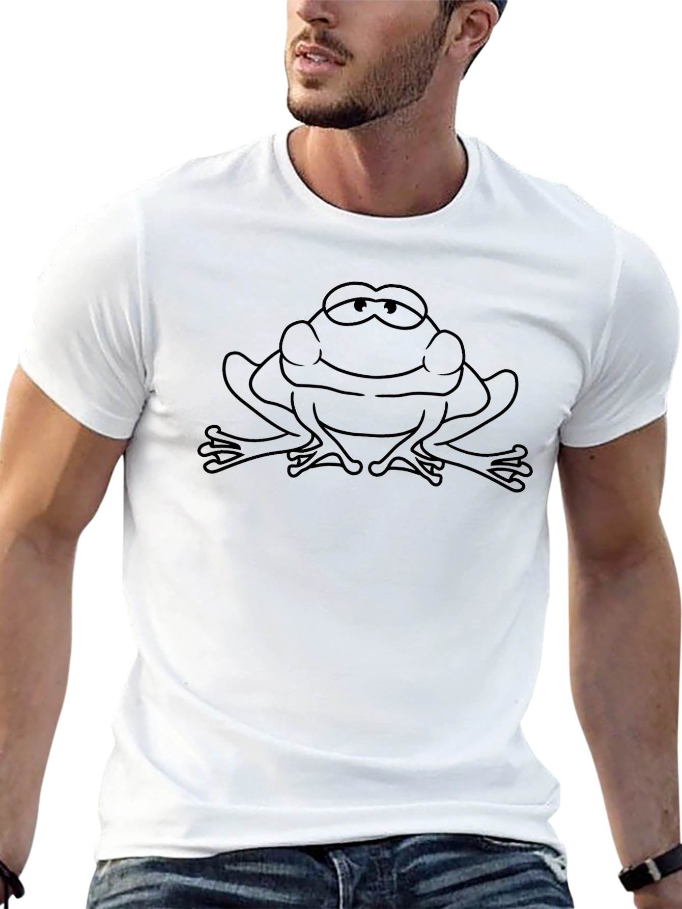 Black Frog Outline Graphic Tee - Unisex Casual T-Shirt