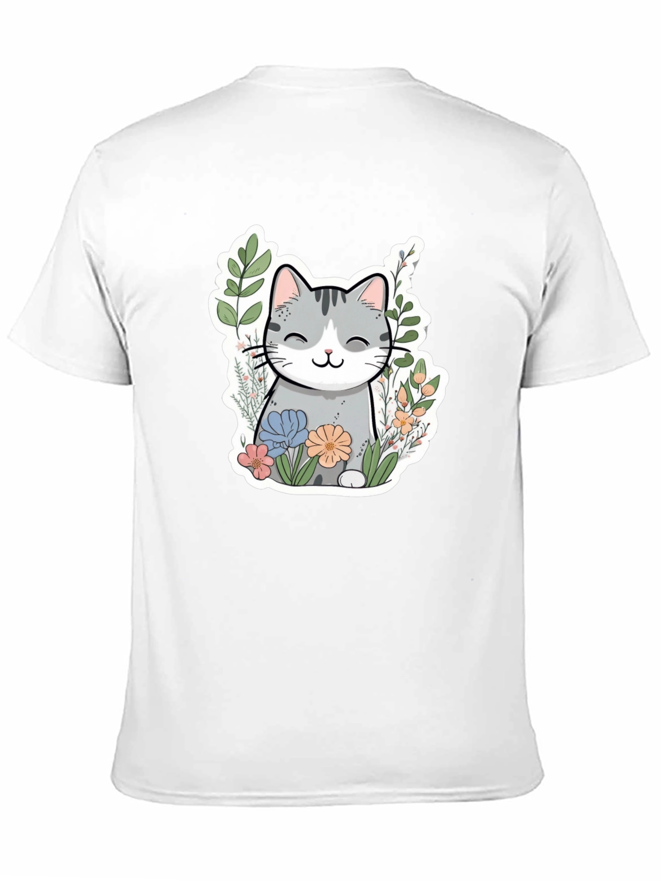 Cat in Flowers Graphic T-Shirt