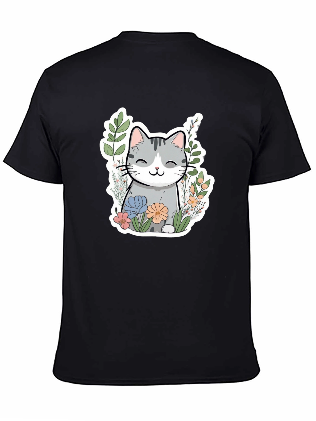 Cat in Flowers Graphic T-Shirt
