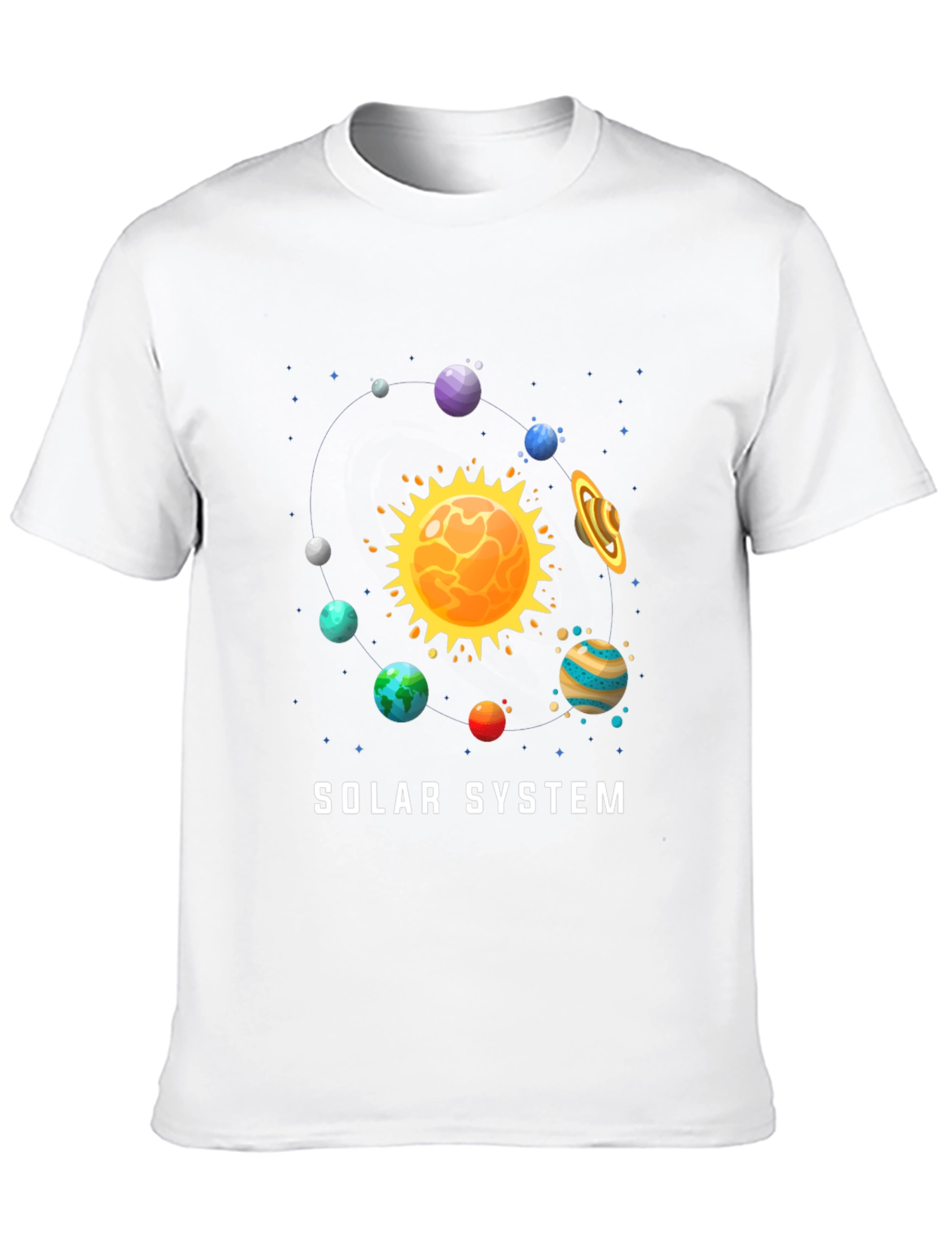 Solar System Graphic Print Black T-Shirt