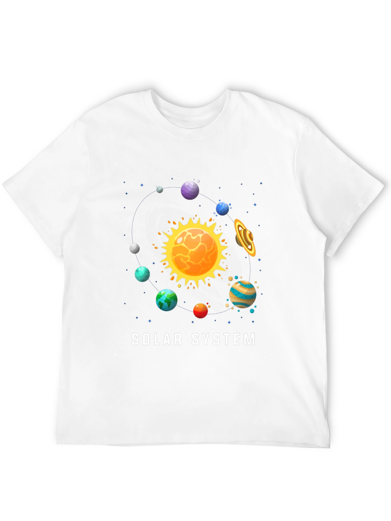 Solar System Graphic Print Black T-Shirt