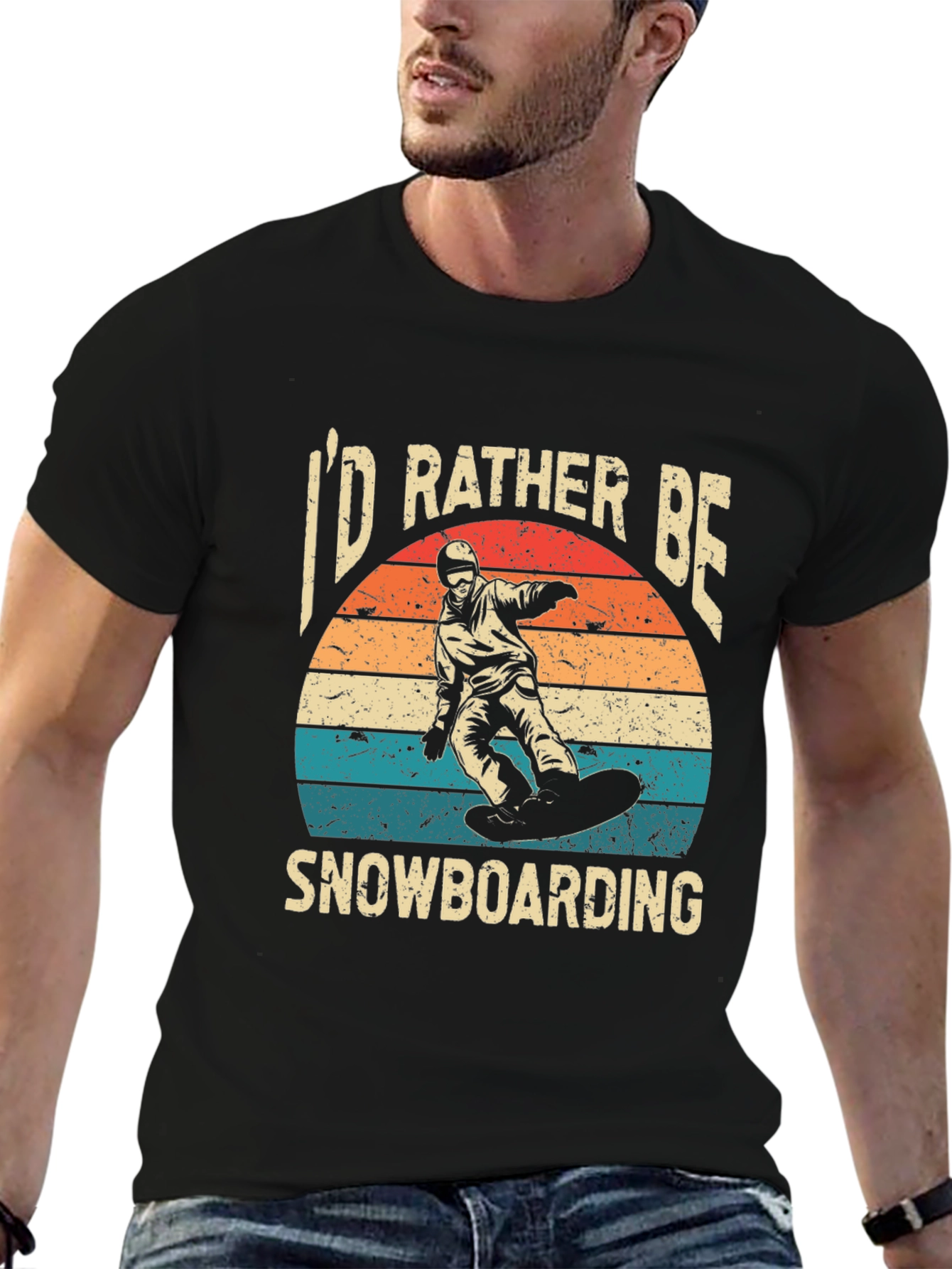 Id Rather Be Snowboarding Black T-Shirt
