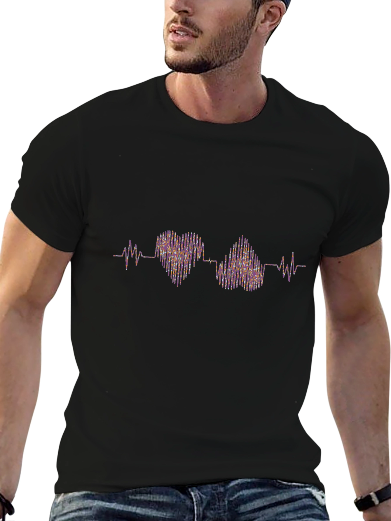 Heartbeat Heart T-Shirt - Black