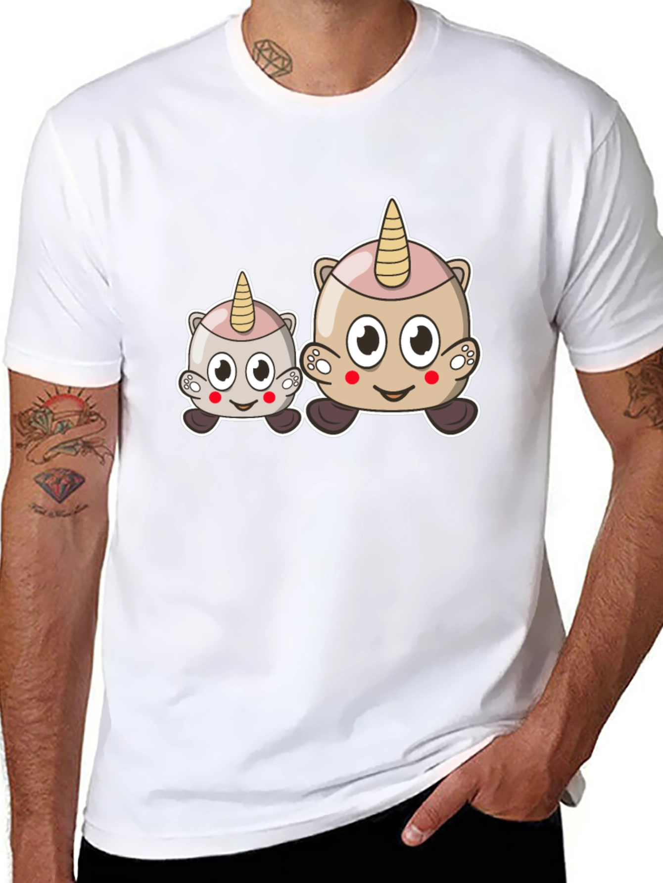 Cute Cartoon Unicorn Graphic Black Tee